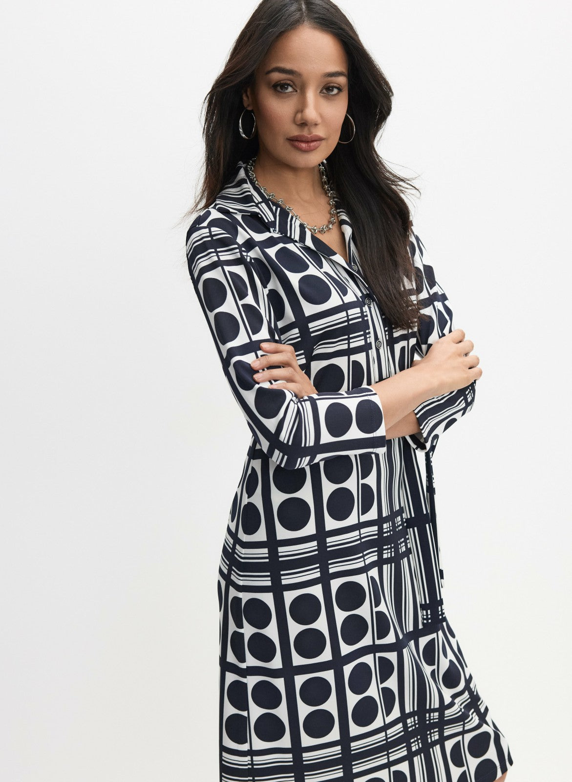 Women Joseph Ribkoff - Geometric Print Dress Blue Pattern | Melanie Lyne