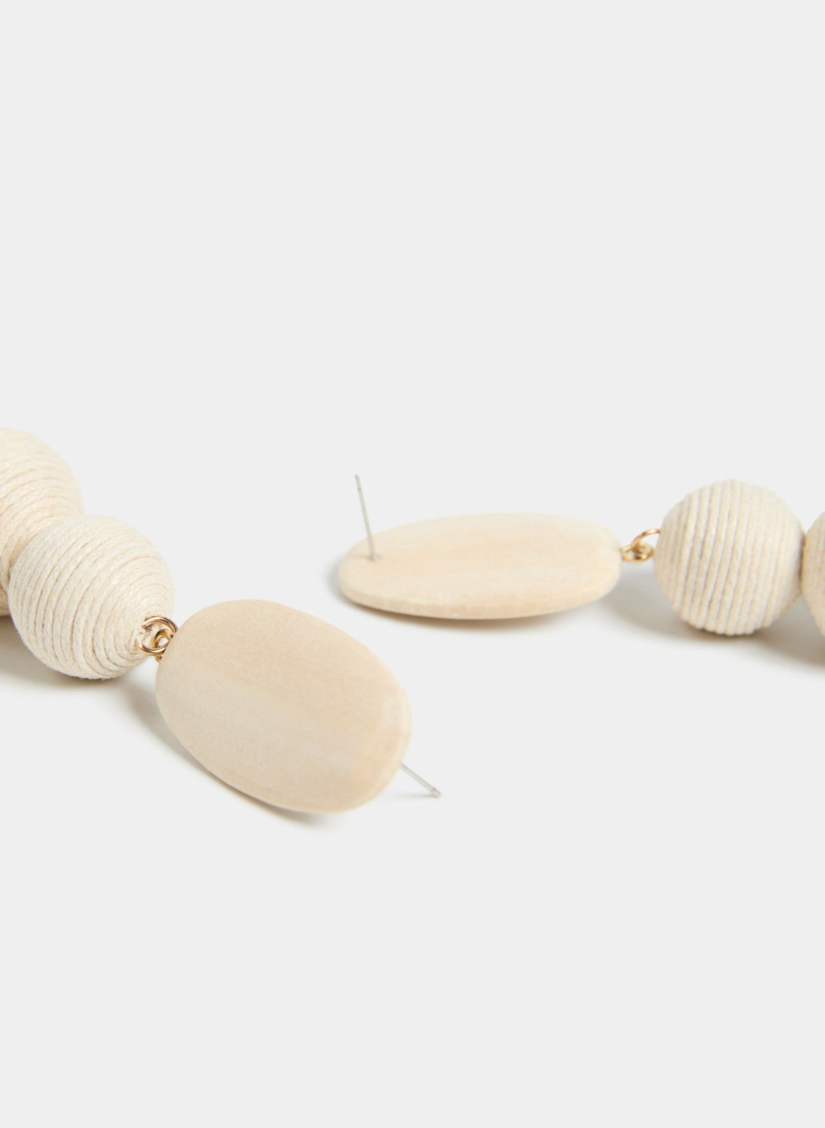 Women Wood & Cord Tiered Earrings Ivory | Melanie Lyne