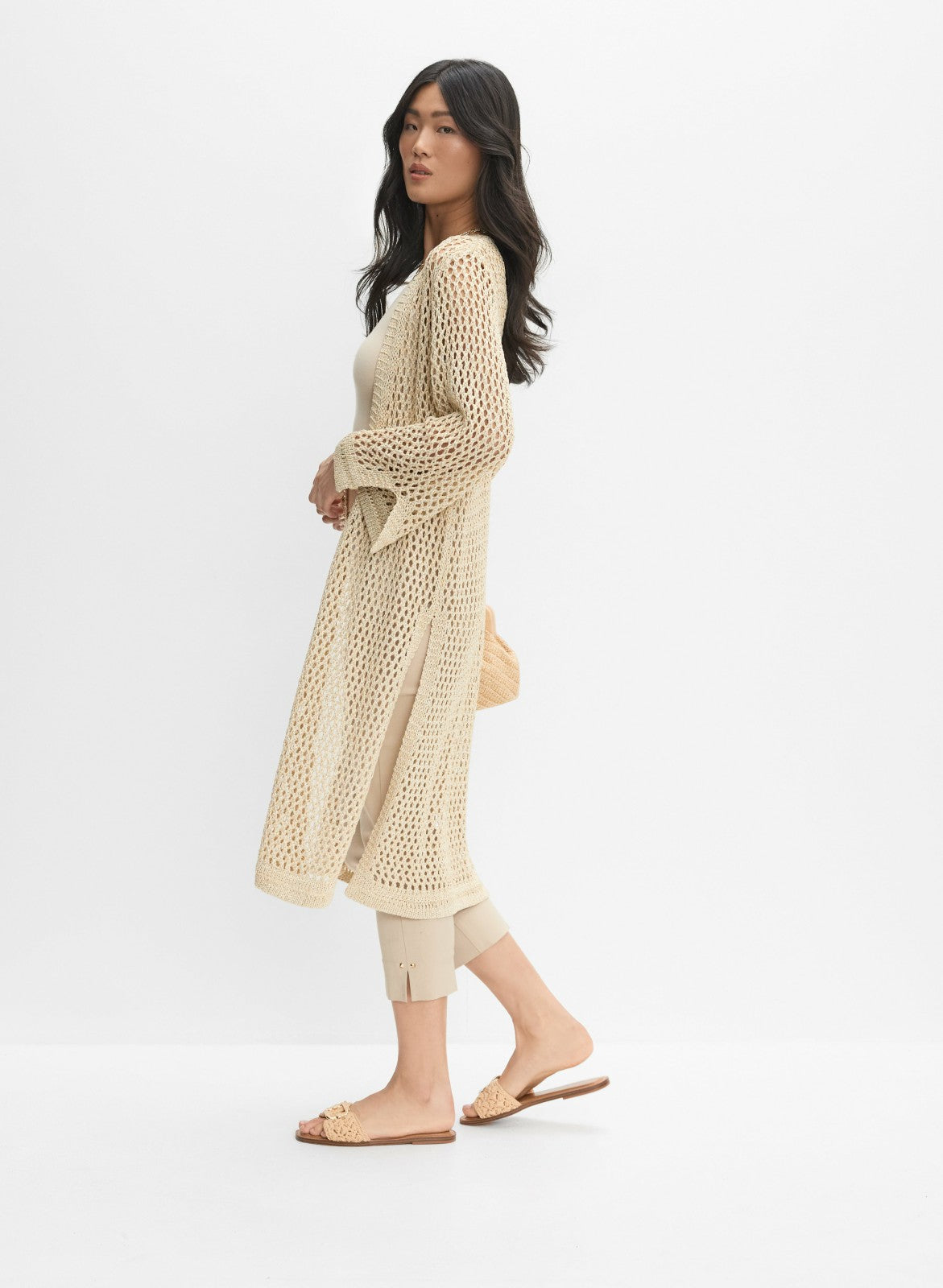 Women Joseph Ribkoff - Metallic Open Weave Cardigan Gold | Melanie Lyne