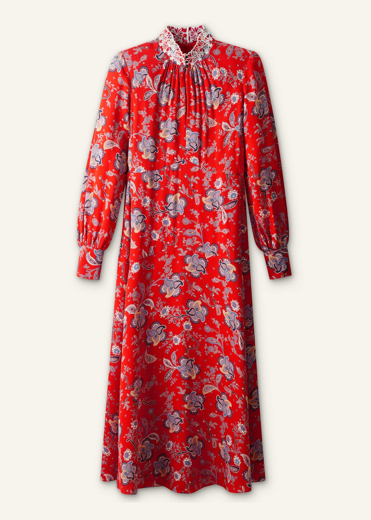 ME+EM Orange Fit + Flare Ornate Paisley Print Maxi Dress