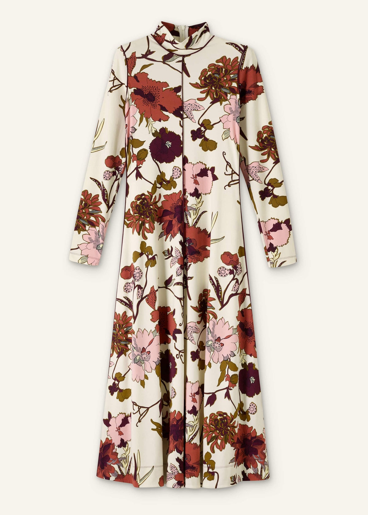 ME+EM Cream High Neck Jersey Maxi Dress