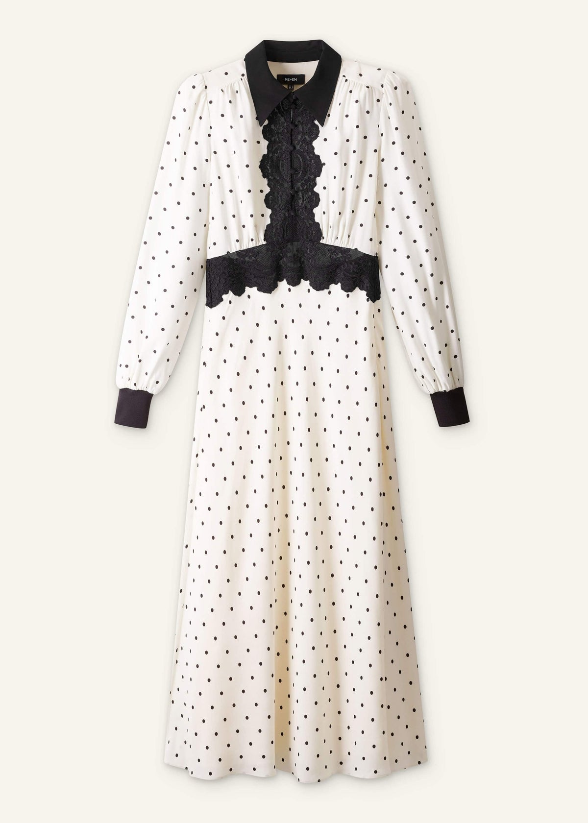 ME+EM Cream Winter Polka Dot Lace Trim Maxi Dress