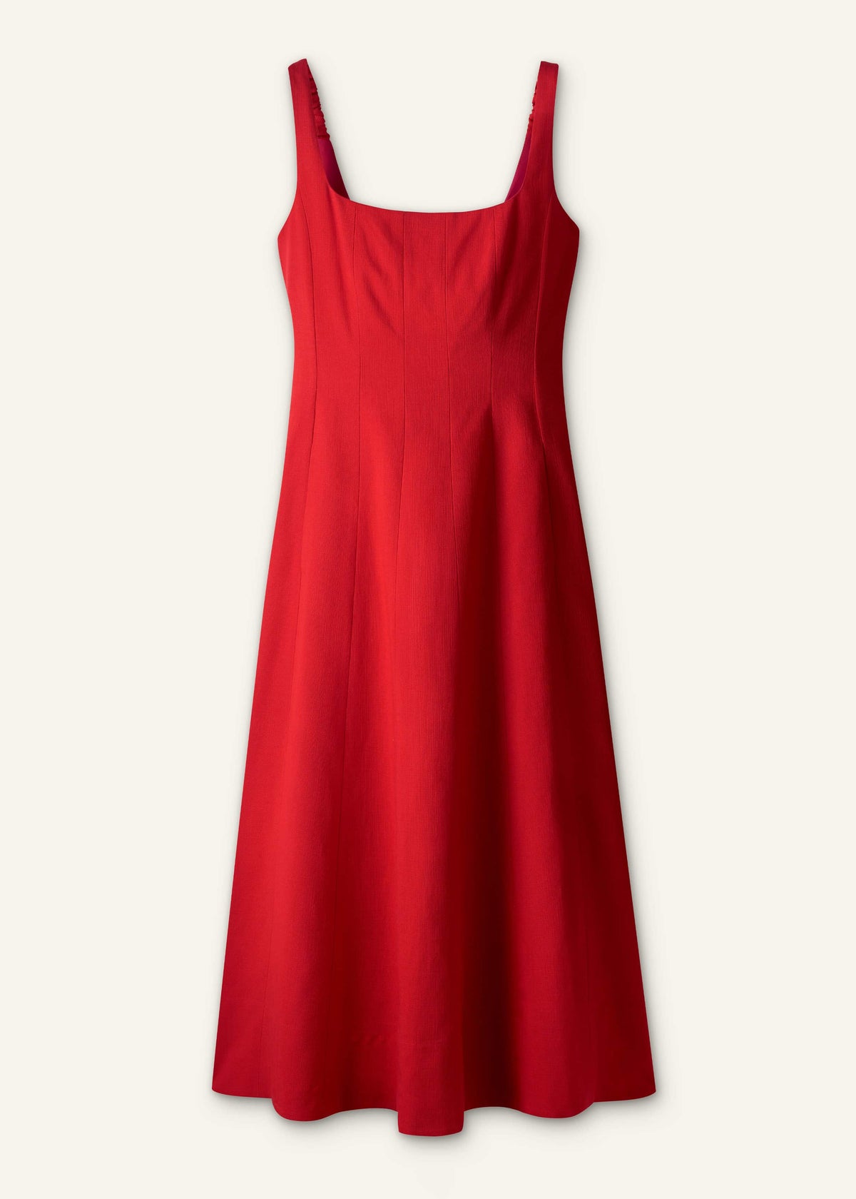 ME+EM Red Contour Seam Fit + Flare Maxi Dress