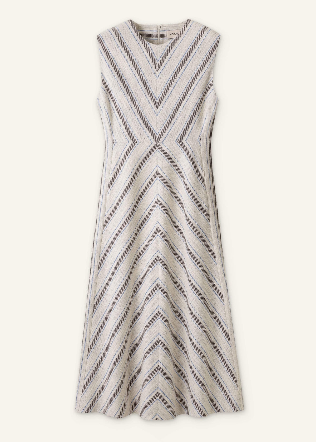 ME+EM Light Cream Fit + Flare Midi Dress
