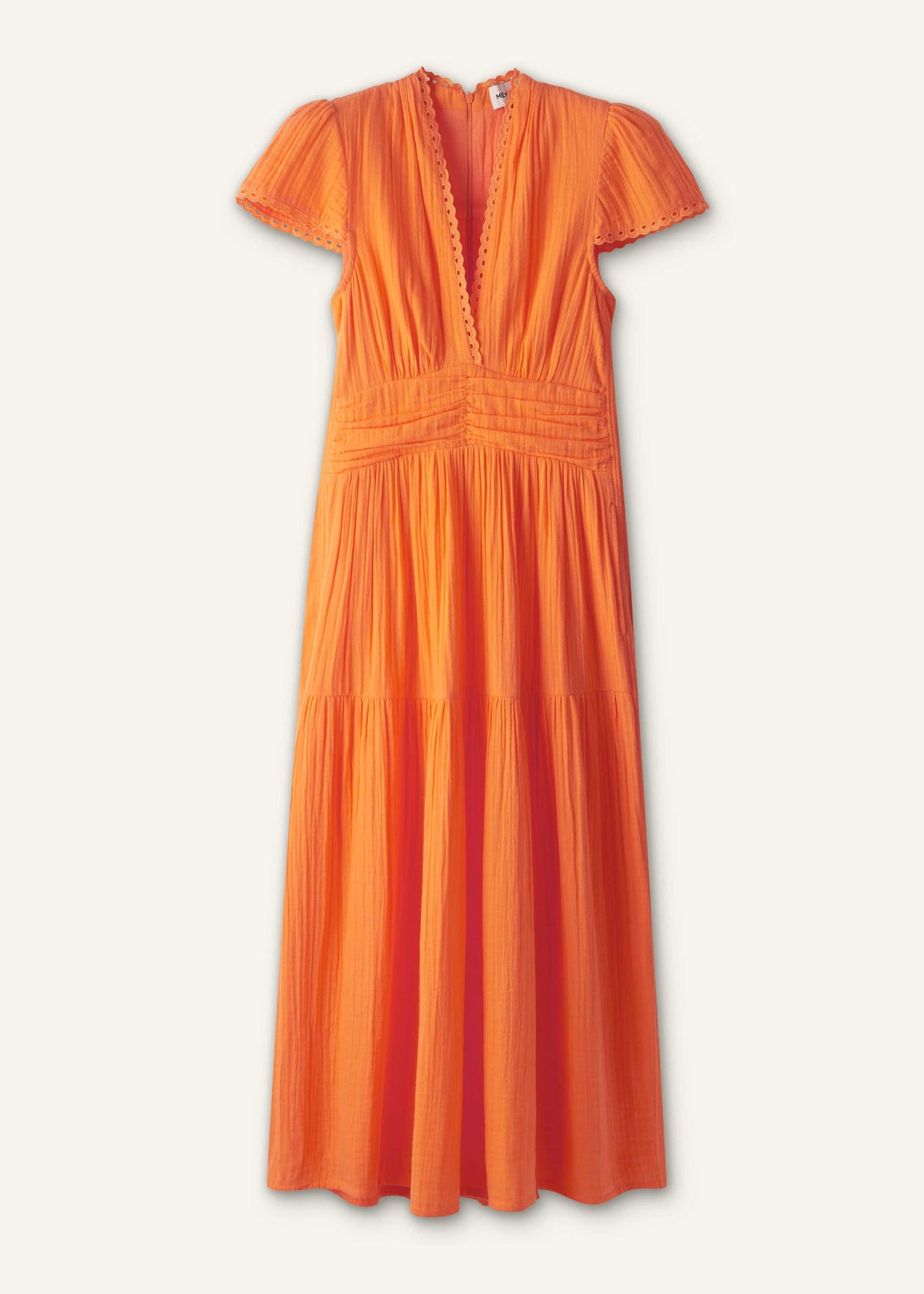 ME+EM Orange Cheesecloth Fit + Flare Maxi Dress