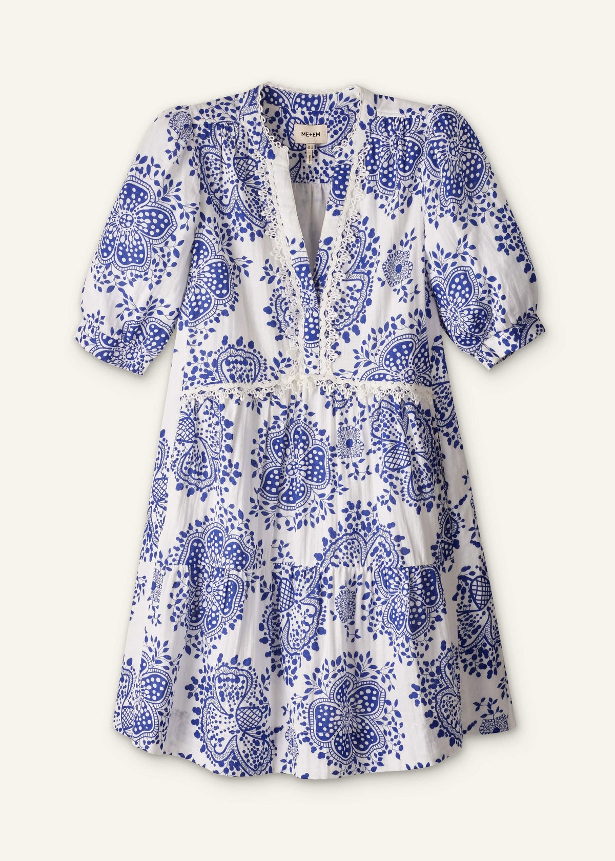 ME+EM White Cheesecloth Short Swing Dress