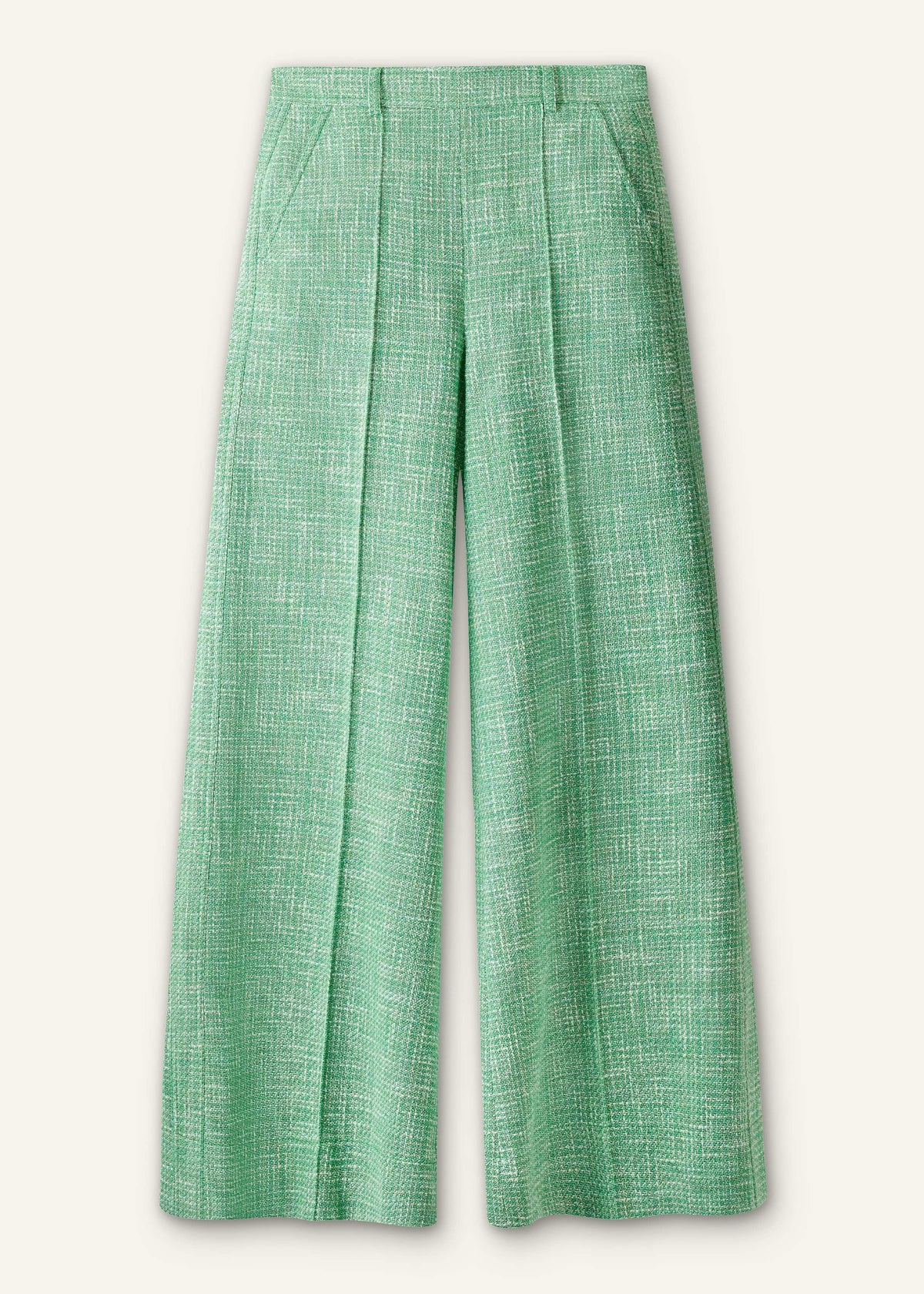 ME+EM Green Textured Wide-Leg Pant