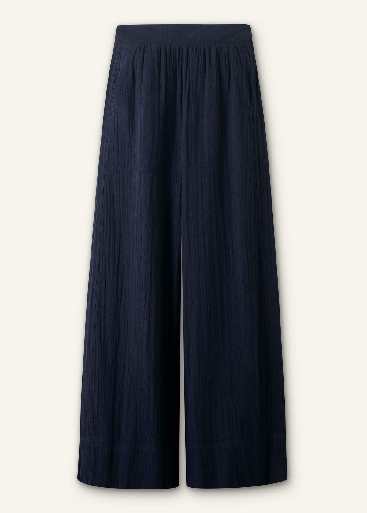 ME+EM Navy Cheesecloth Wide-Leg Pant