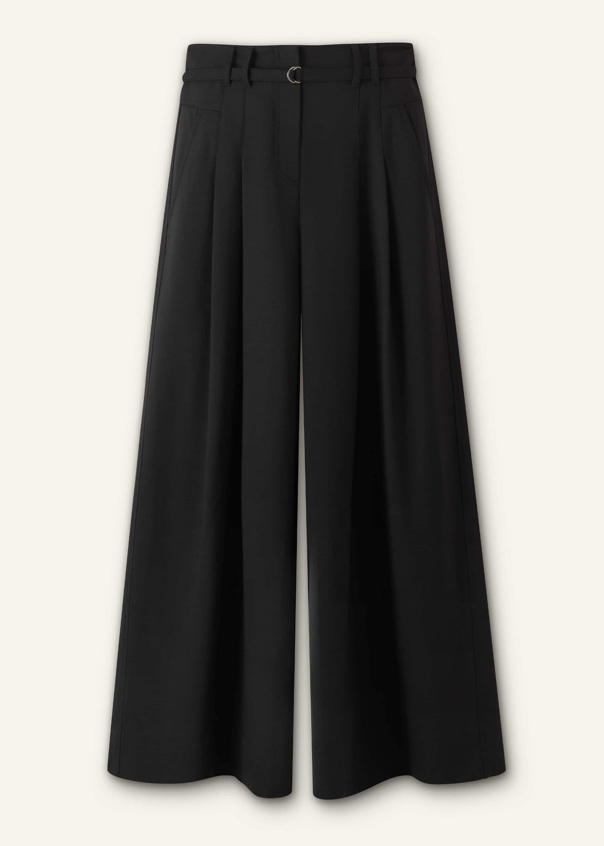 ME+EM Black Wool Ultra Wide-Leg Pleat Pant