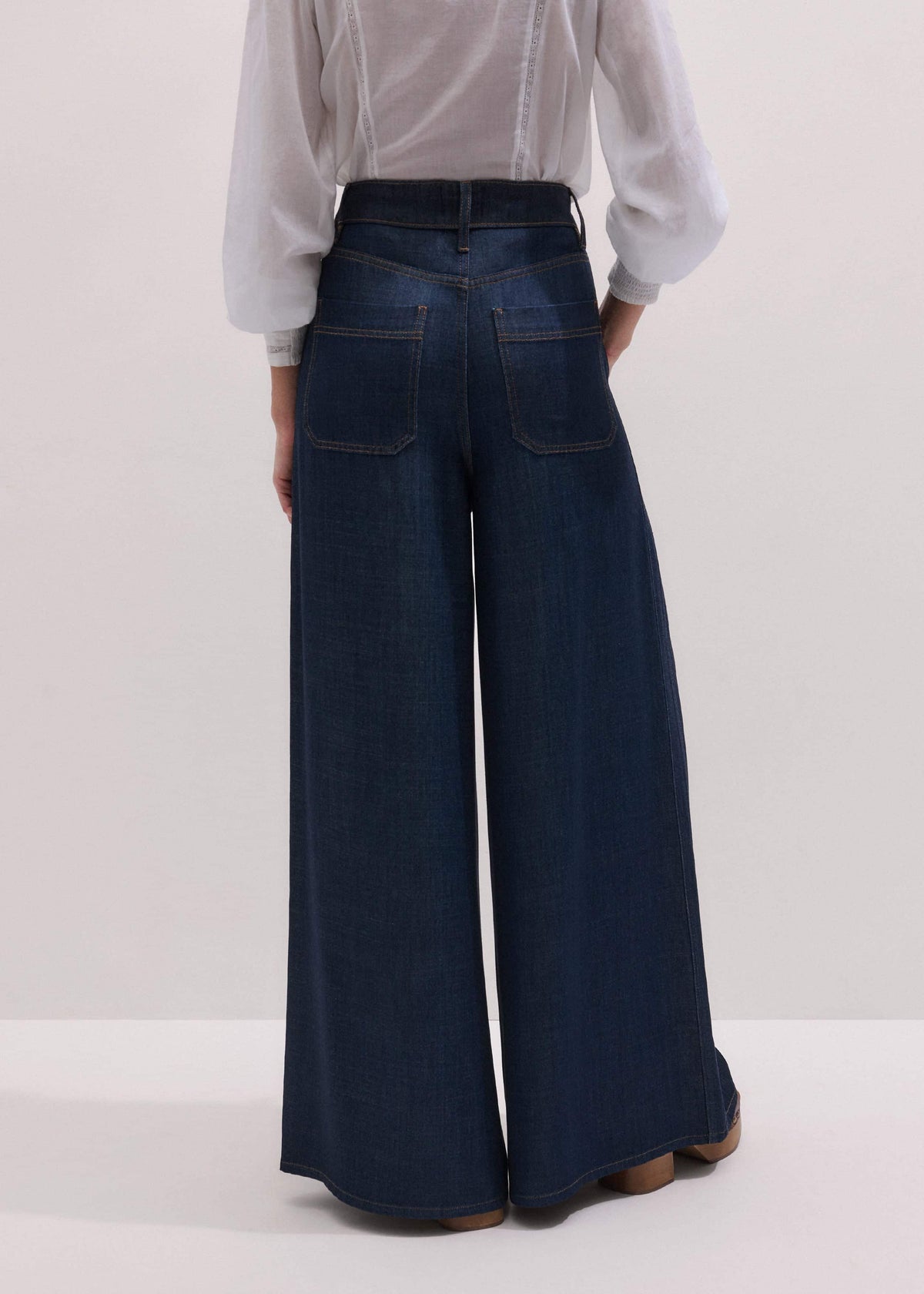 ME+EM Dark Blue Pleat Very Wide Pant