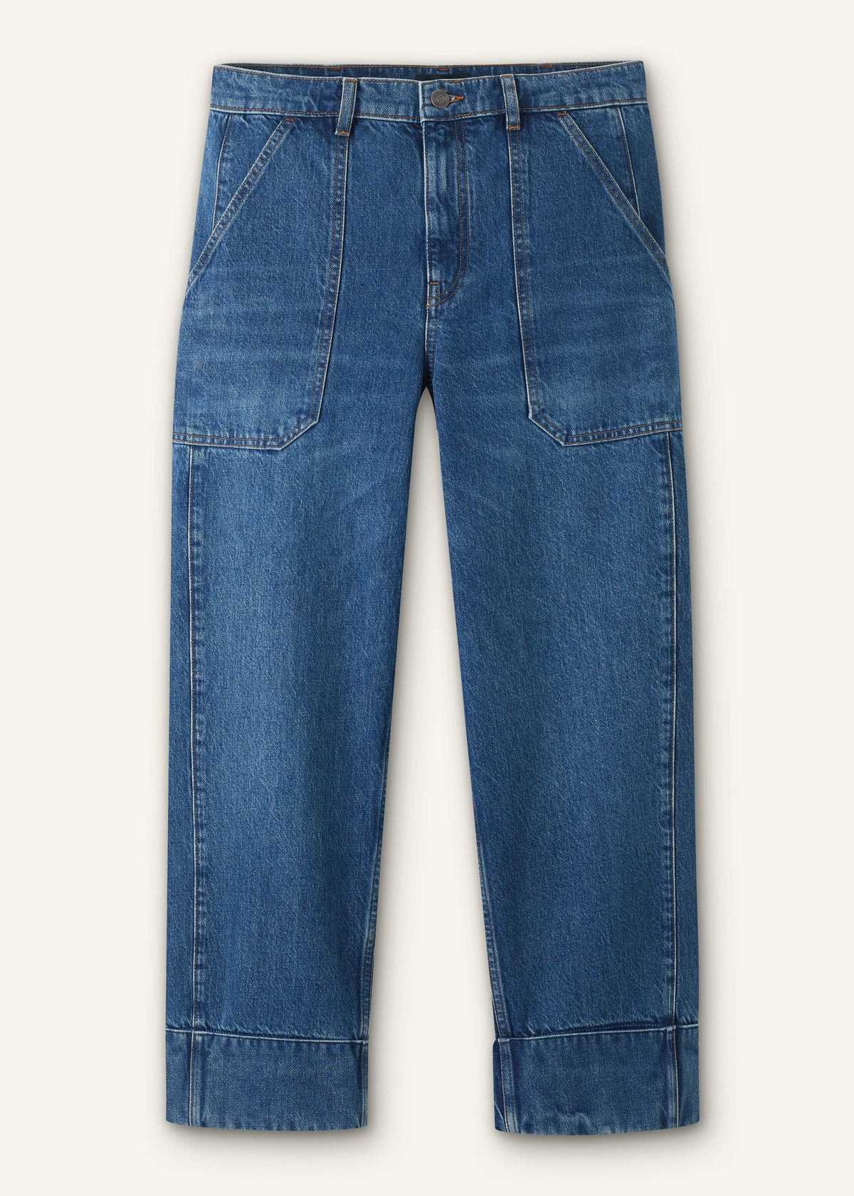 ME+EM Dark Wash Turn-Up Straight Jean