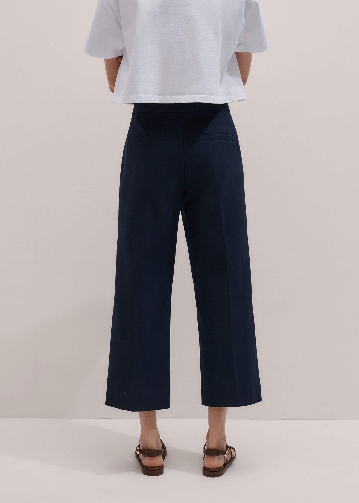 ME+EM Navy Straight Crop Pant