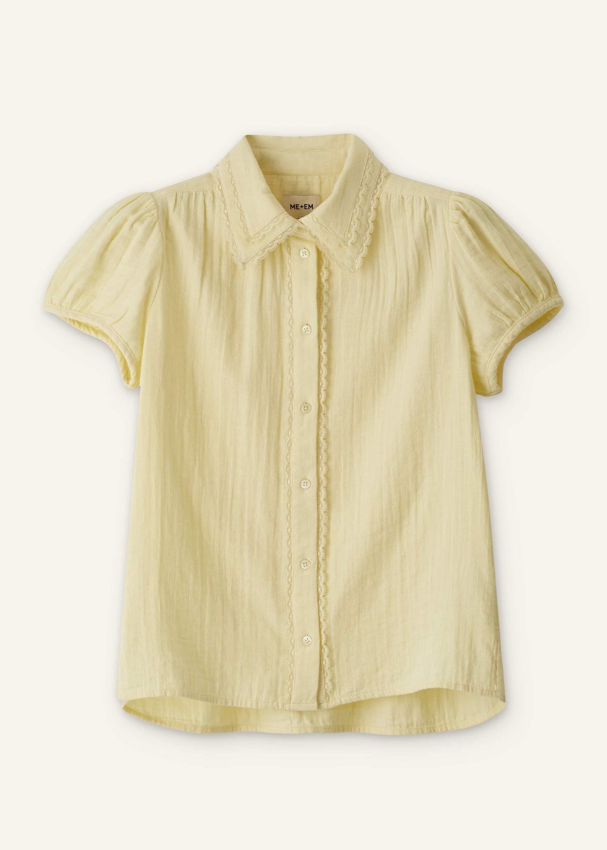 ME+EM Yellow Cheesecloth Straight Summer Blouse