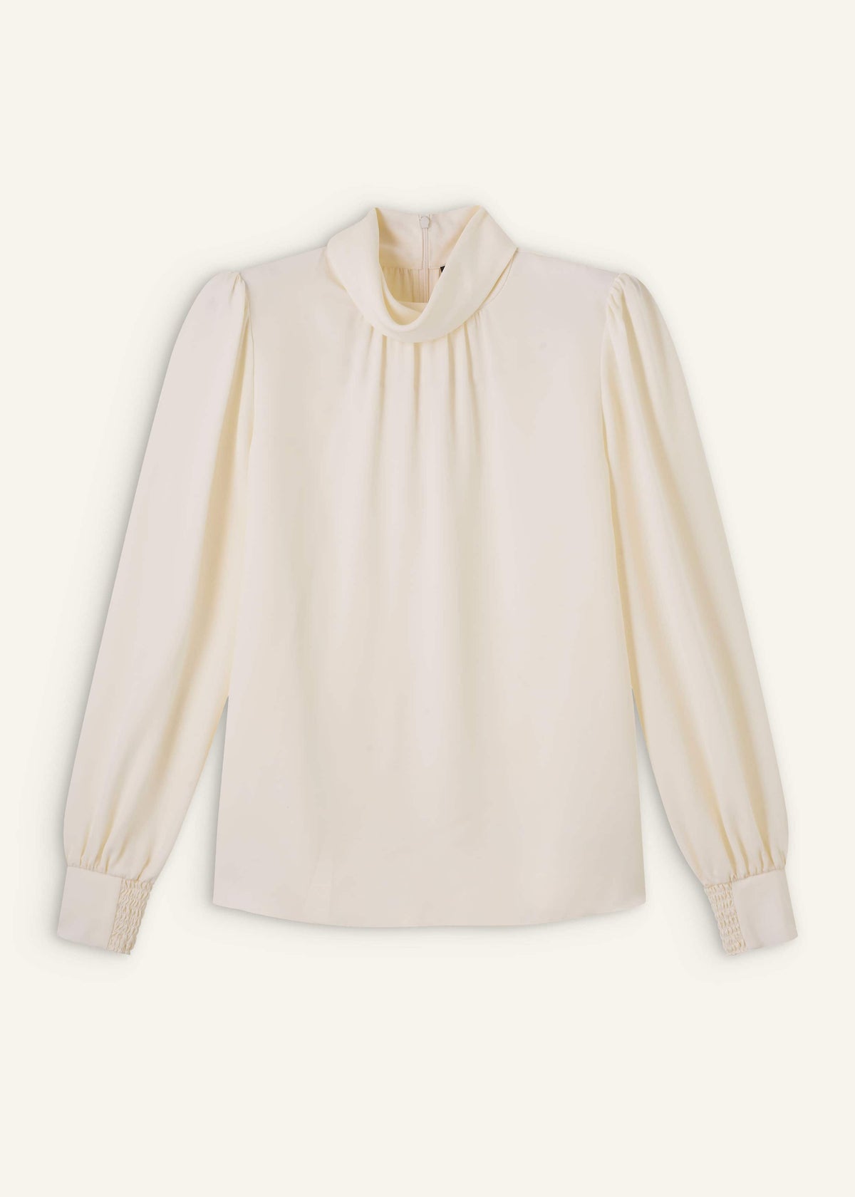 ME+EM Cream Silk High Neck Slim Cut Blouse