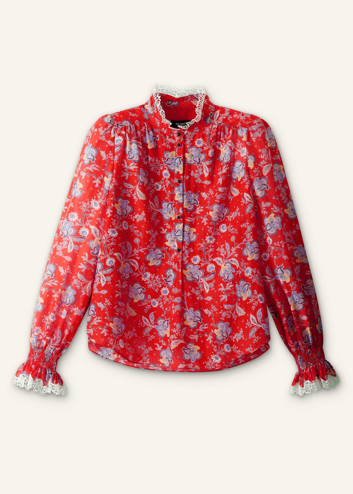 ME+EM Orange Ornate Floral Paisley Print Blouse