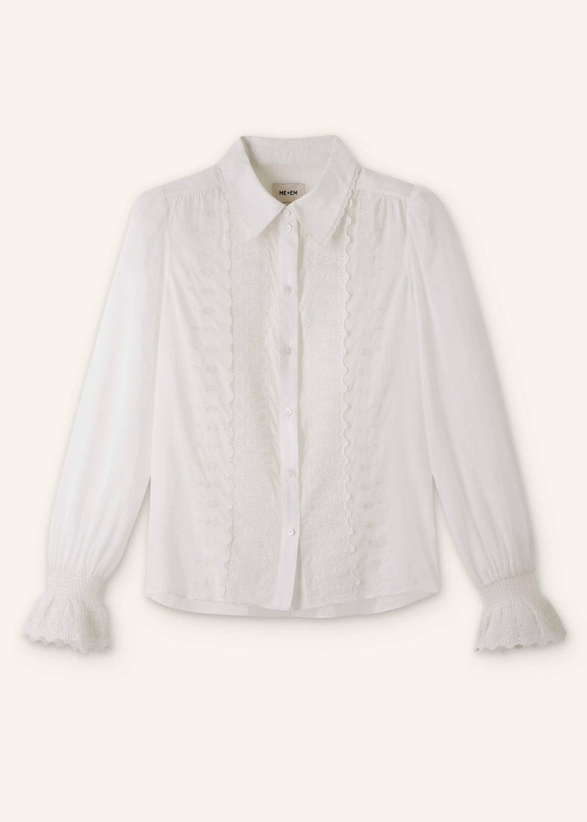 ME+EM White Intricate Embroidery Blouse