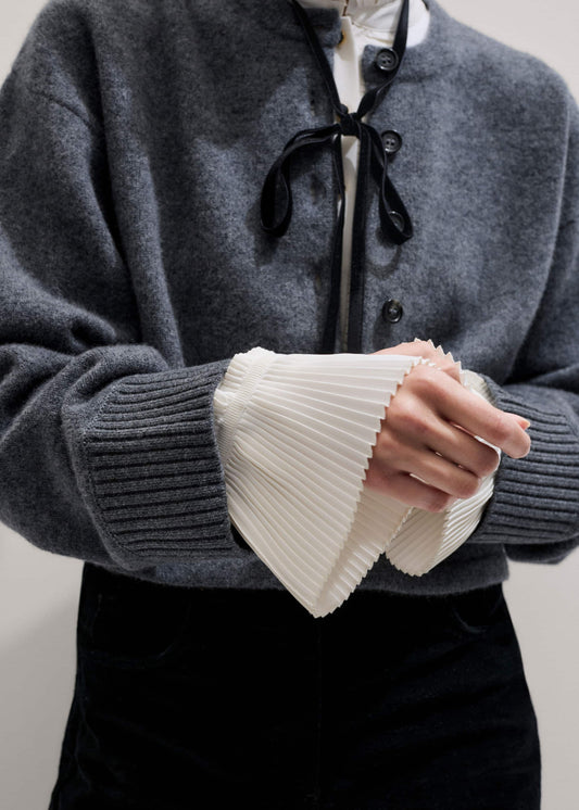 ME+EM Cream Frill Neck Layering Blouse + Tie