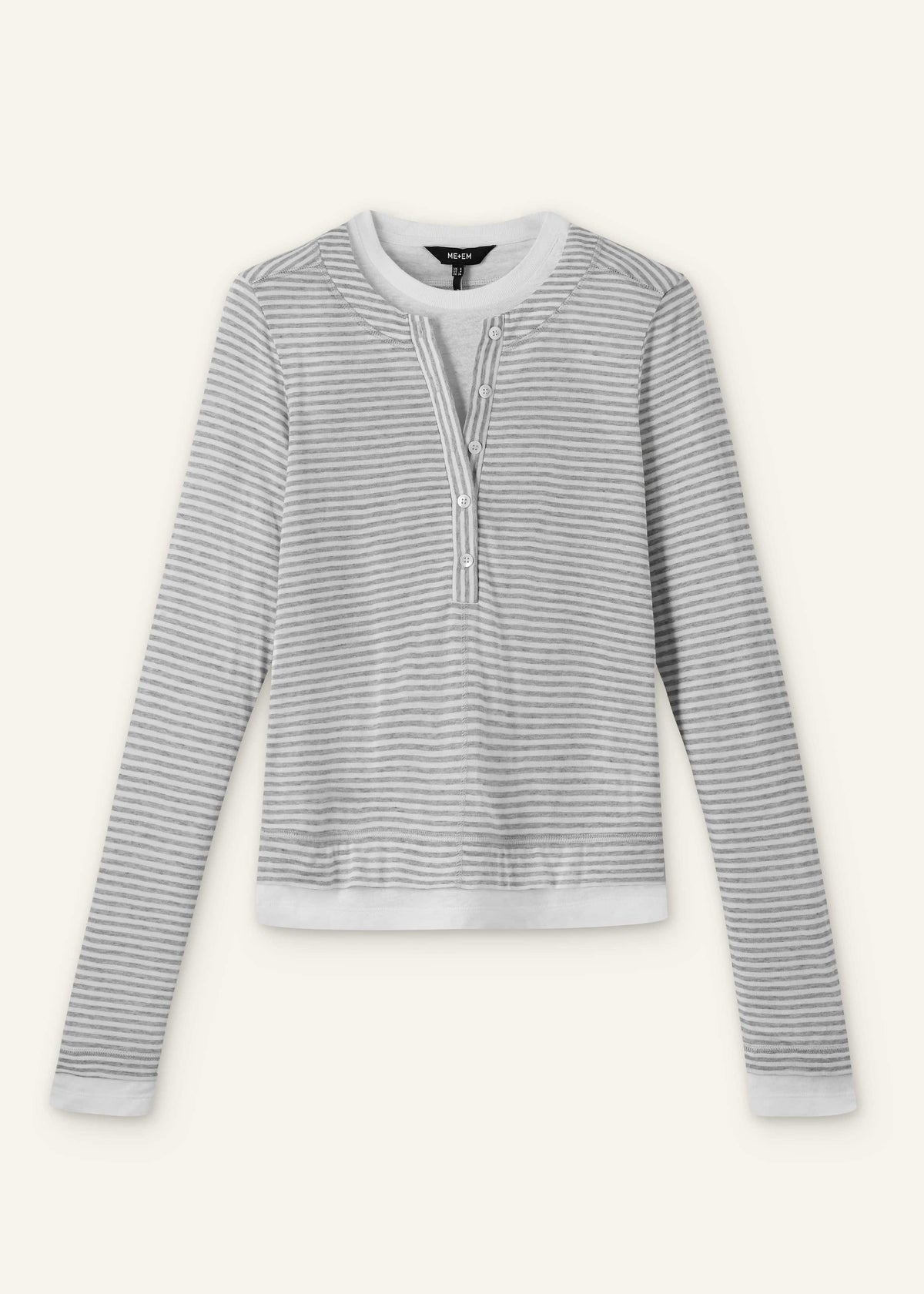 ME+EM Gray Double-Layer Look Long Sleeve Top