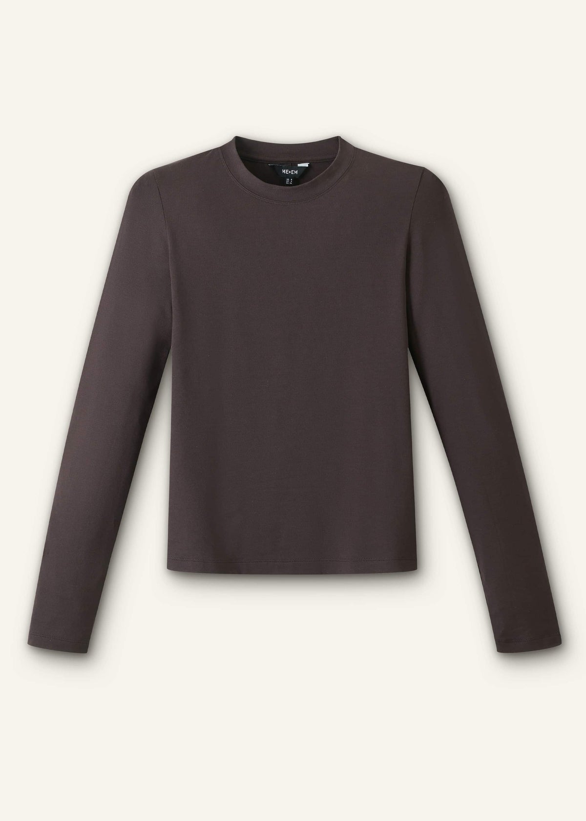 ME+EM Brown Slim Crew Neck Top