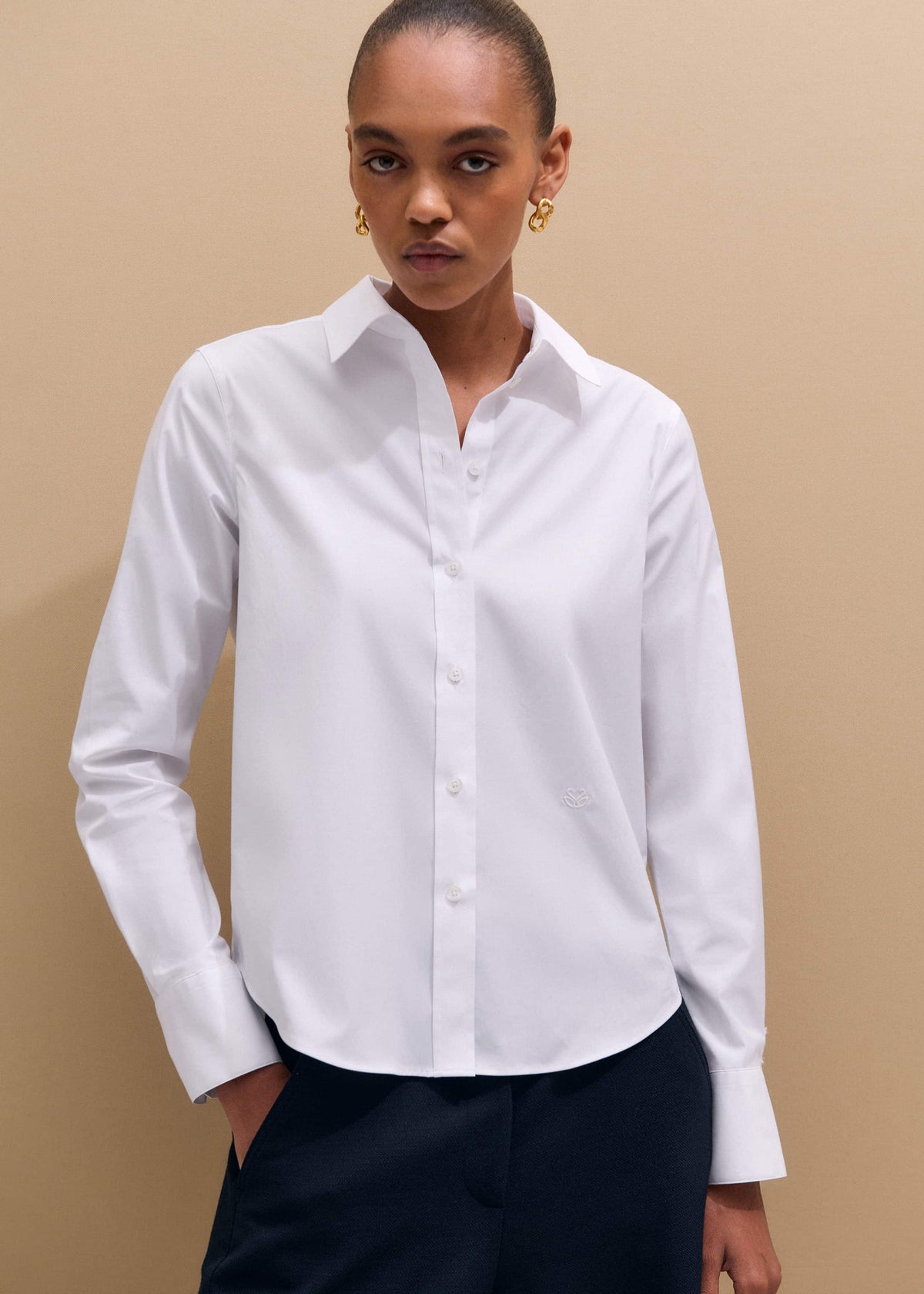 ME+EM White Icon Fitted Swan Logo Shirt