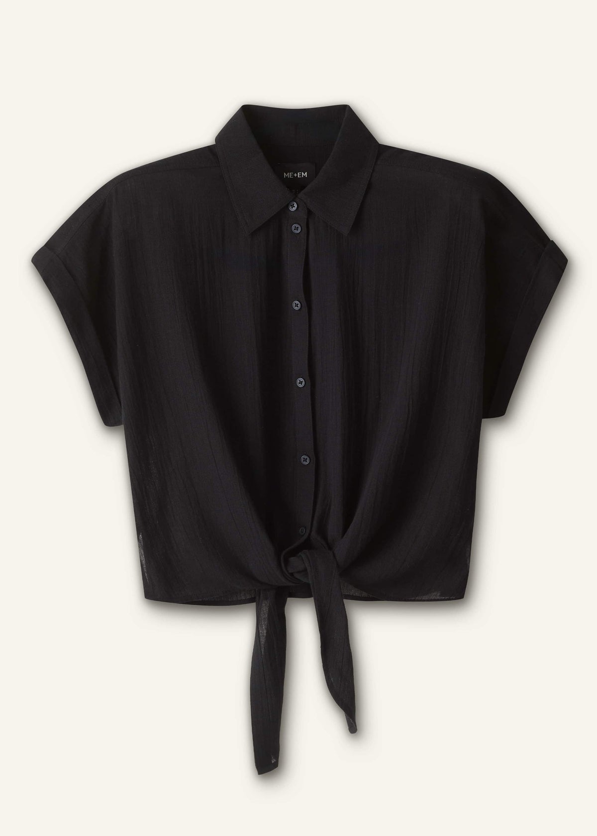 ME+EM Black Tie Front Beach Shirt