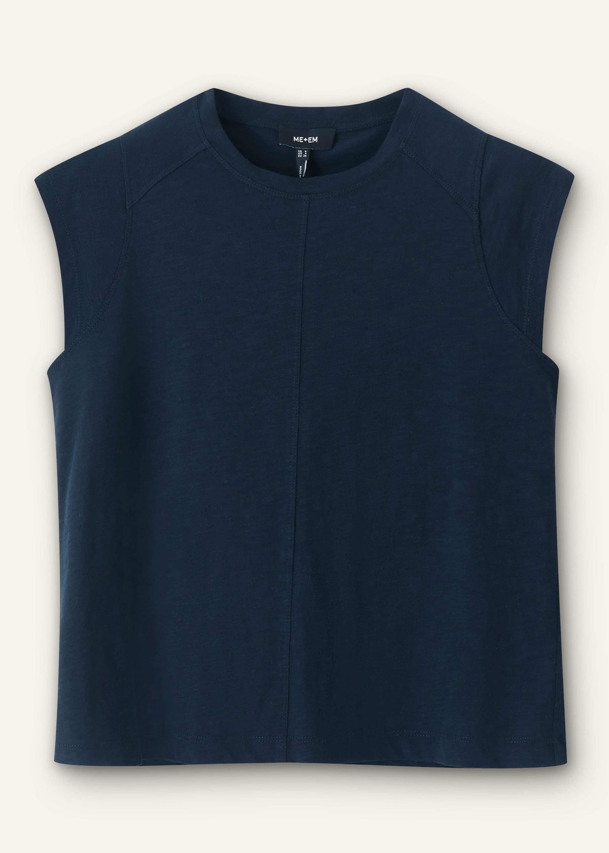 ME+EM Navy Cap Sleeve Crew Neck Swing Tee
