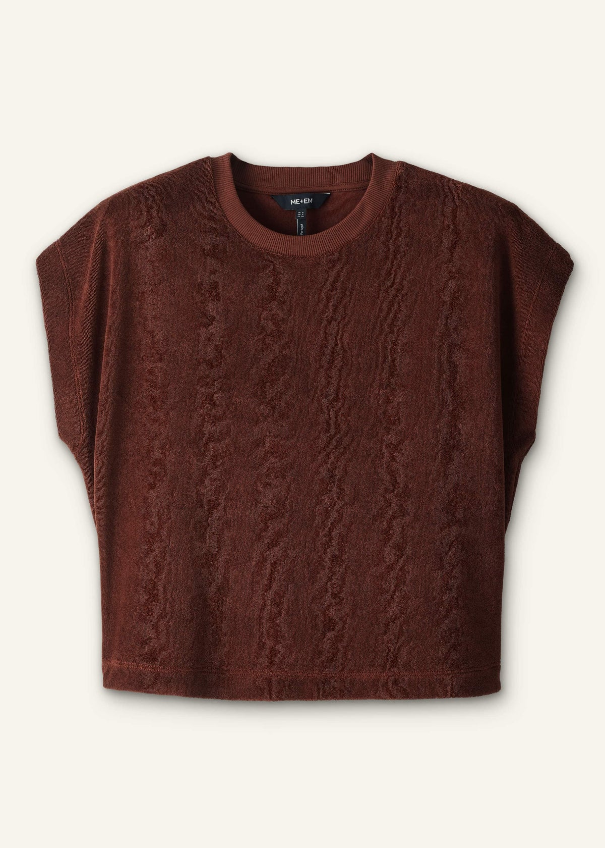 ME+EM Cinnamon Brown Cap Sleeve Crop Tee