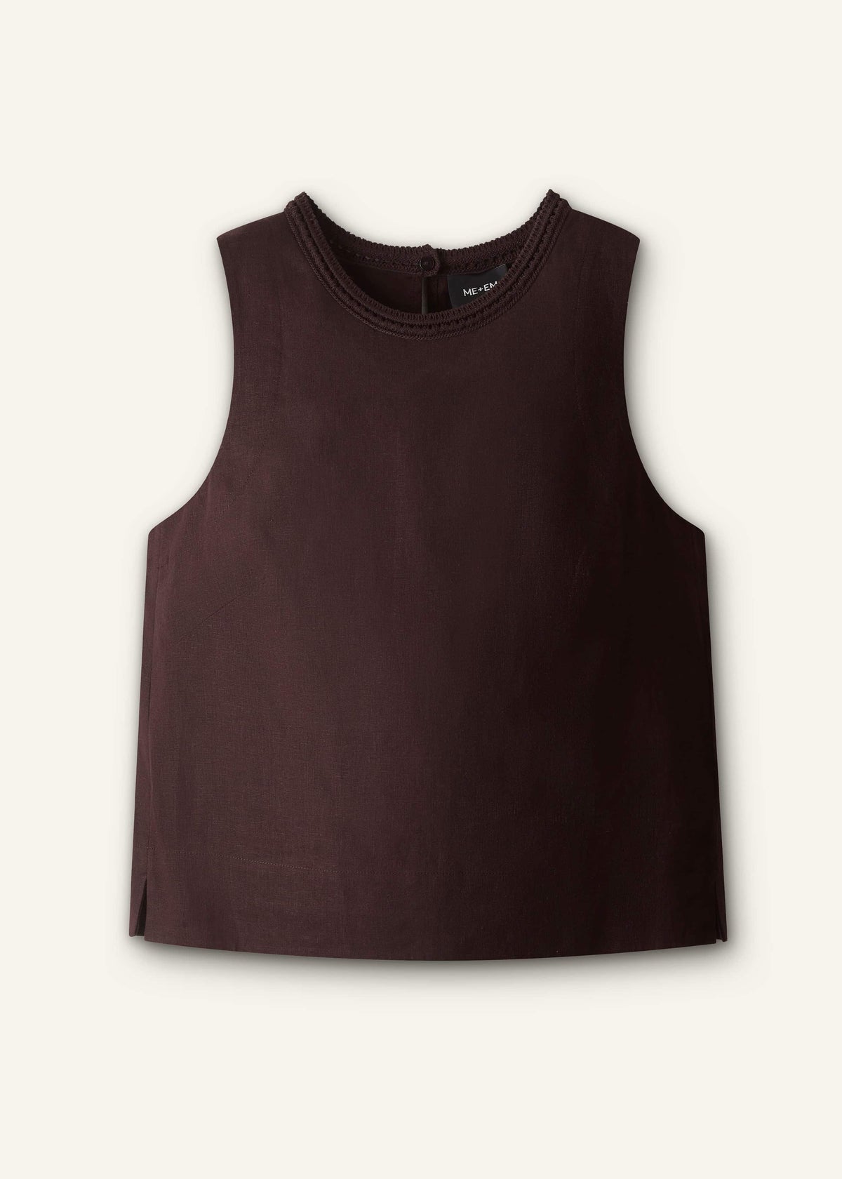 ME+EM Brown Crochet Trim Crop Top