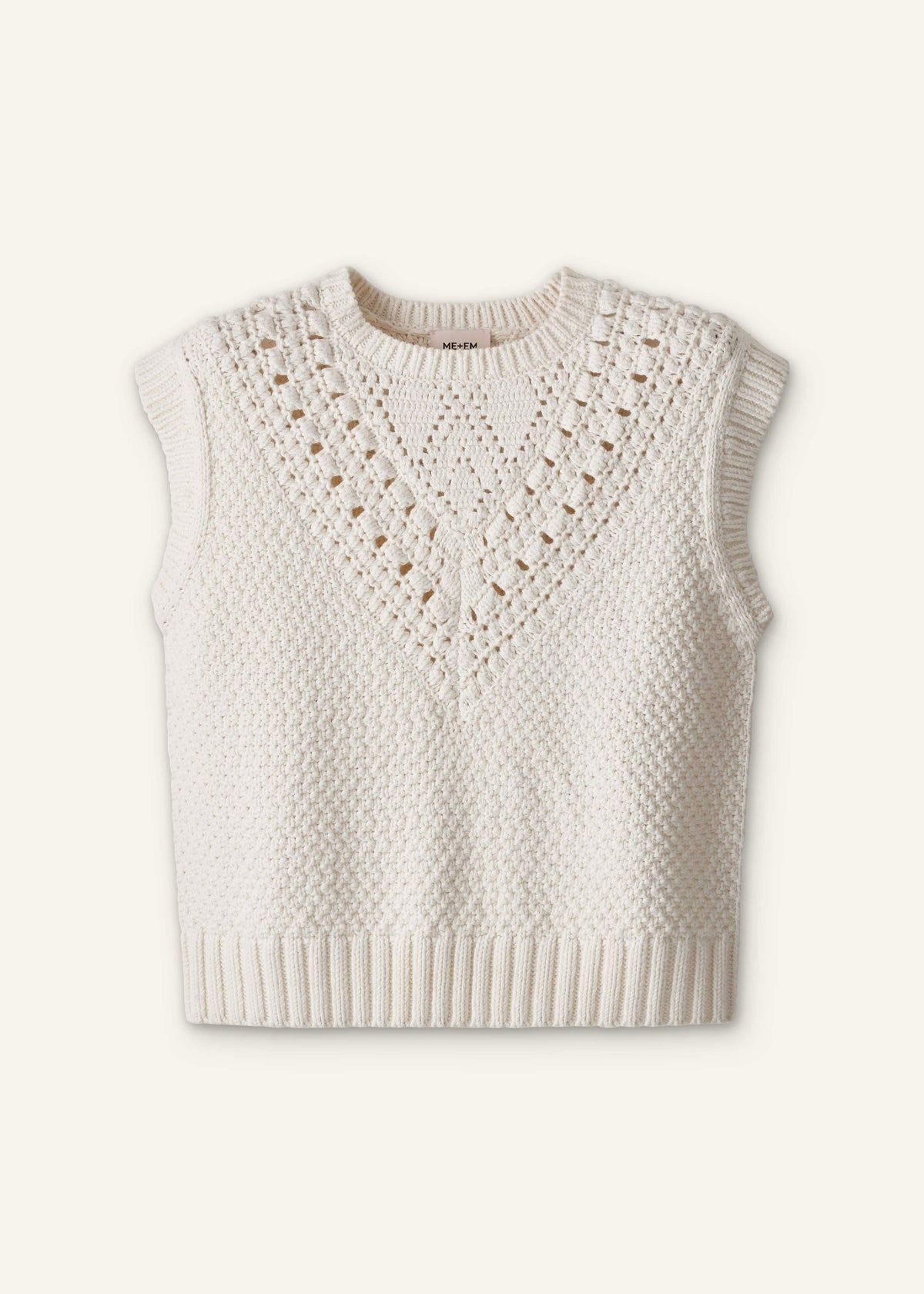 ME+EM Cream Relaxed Knit Vest