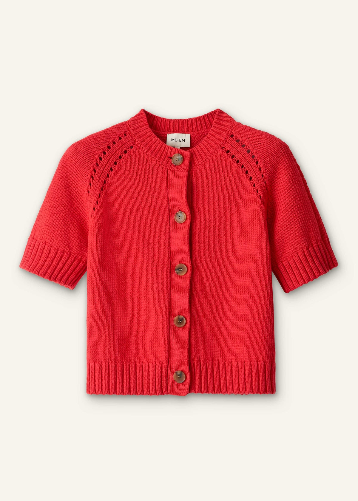 ME+EM Red Short Sleeve Cardigan