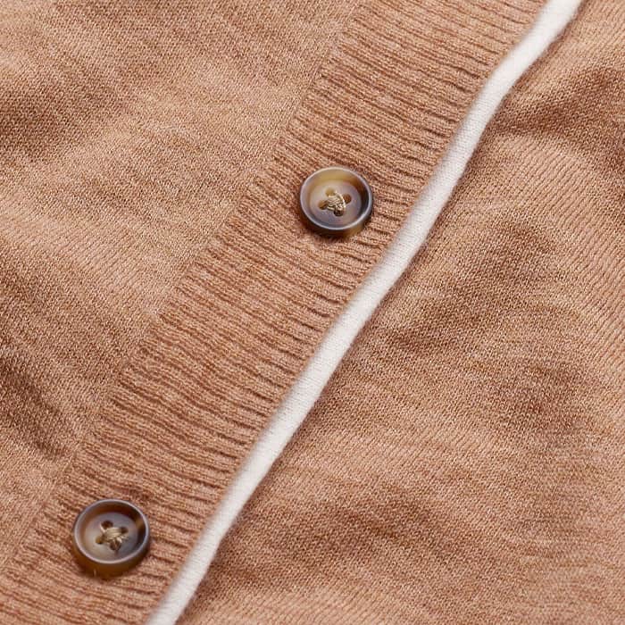 ME+EM Camel Brown Barely There Contrast Slim Cardigan