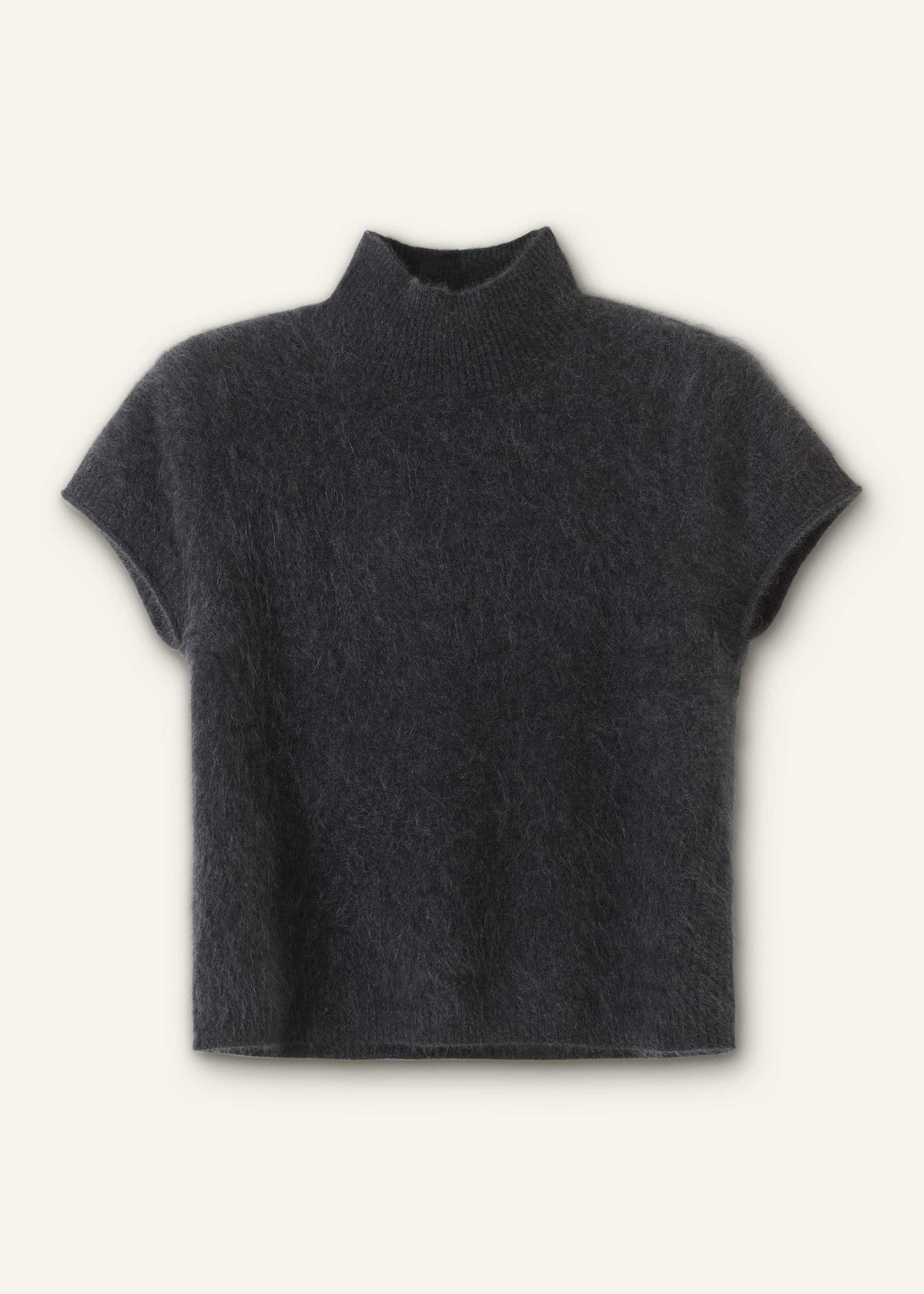 ME+EM Gray Brushed Cashmere High Neck Baby Tee