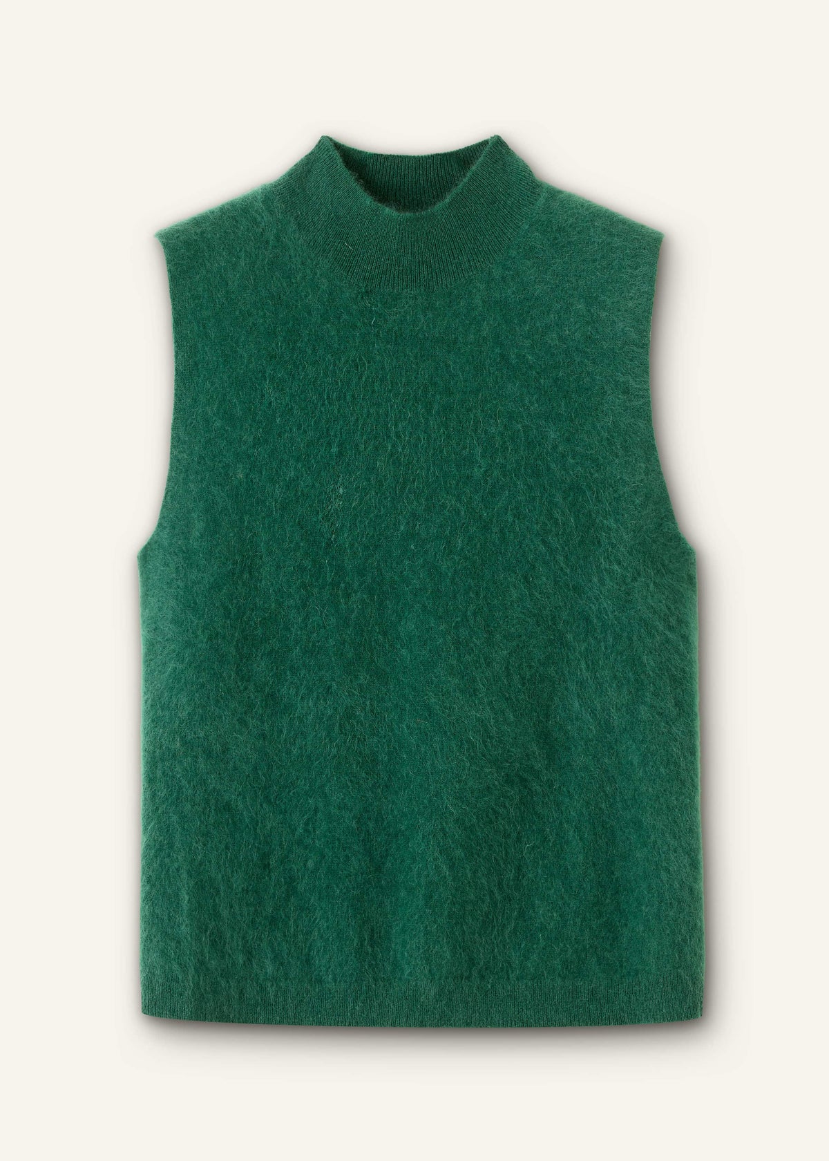 ME+EM Green Brushed Cashmere High Neck Slim Sweater Vest