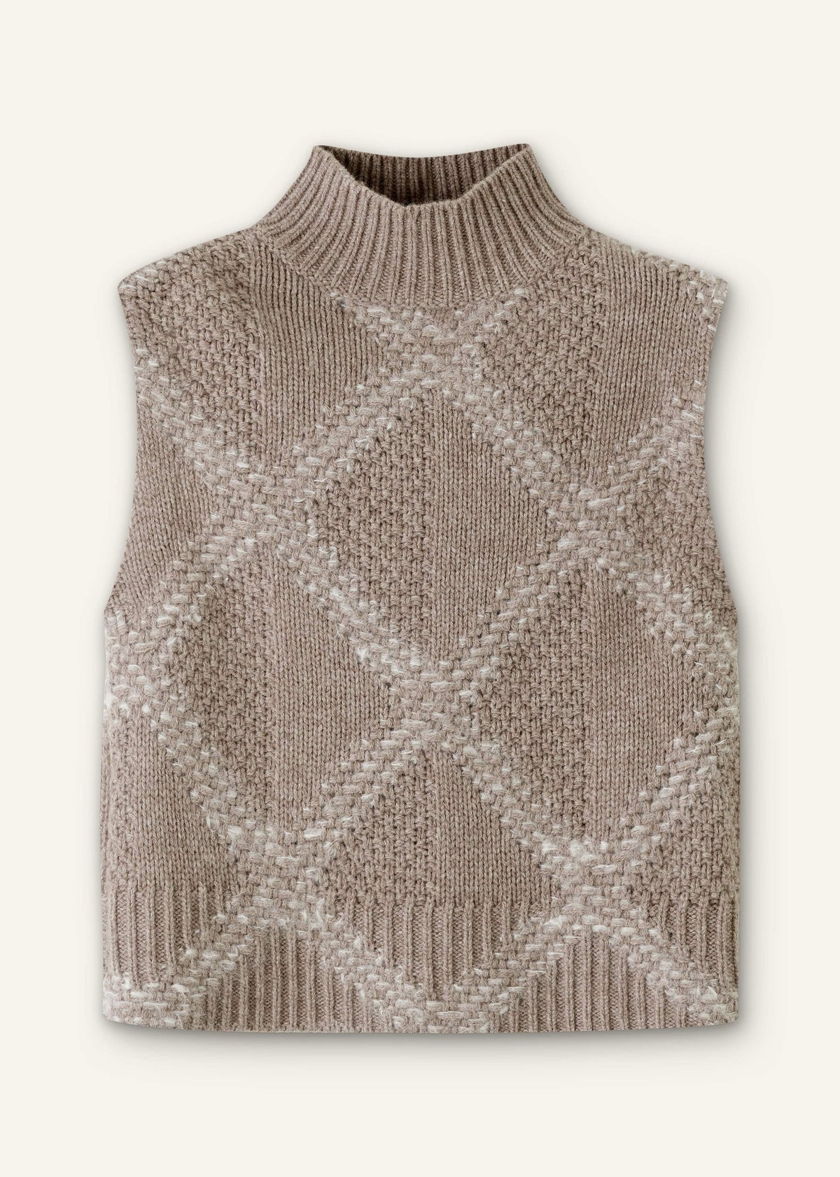 ME+EM Brown Merino Statement Textured Argyle Sweater Vest