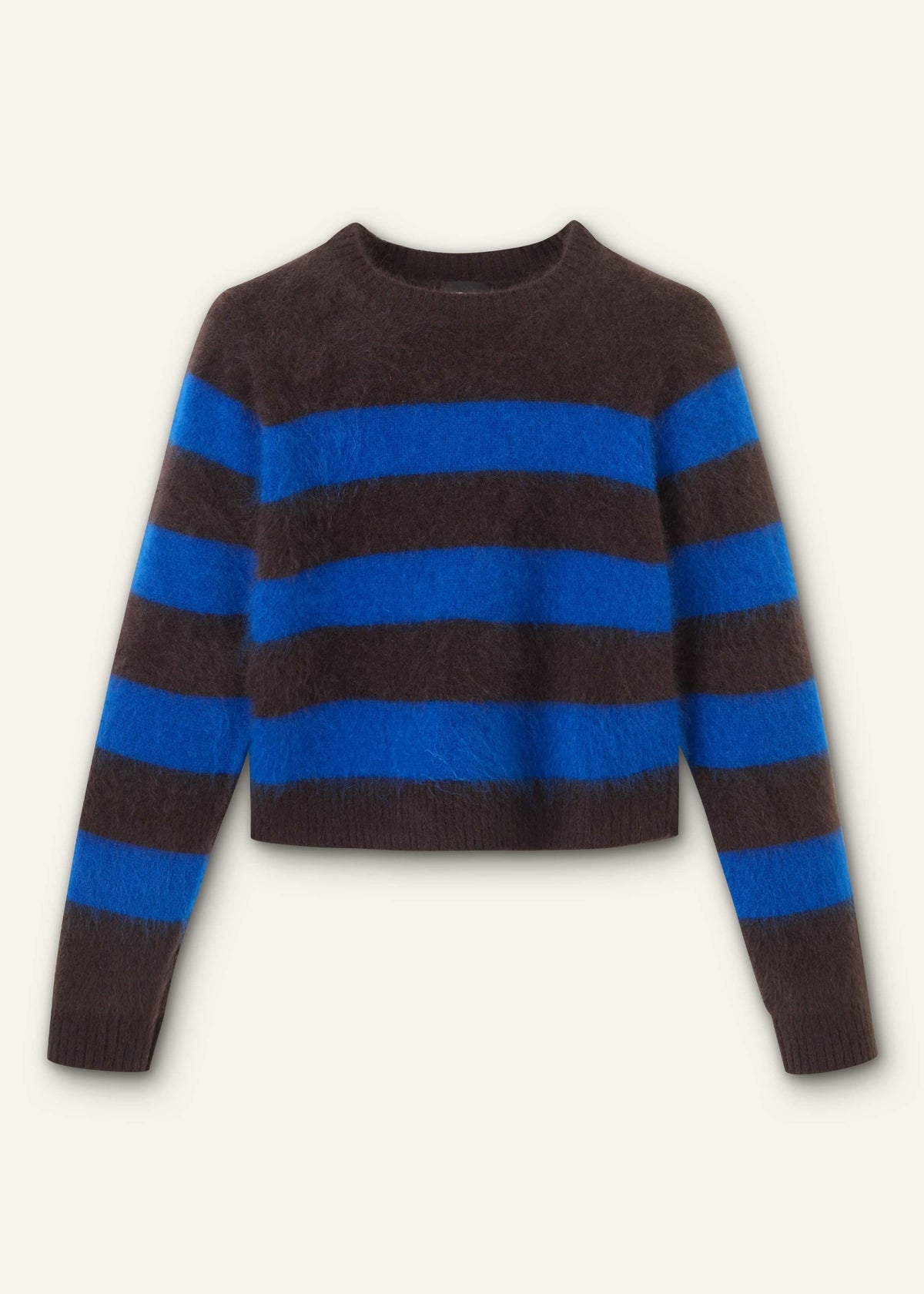 ME+EM Brown Brushed Cashmere Stripe Crop Jumper