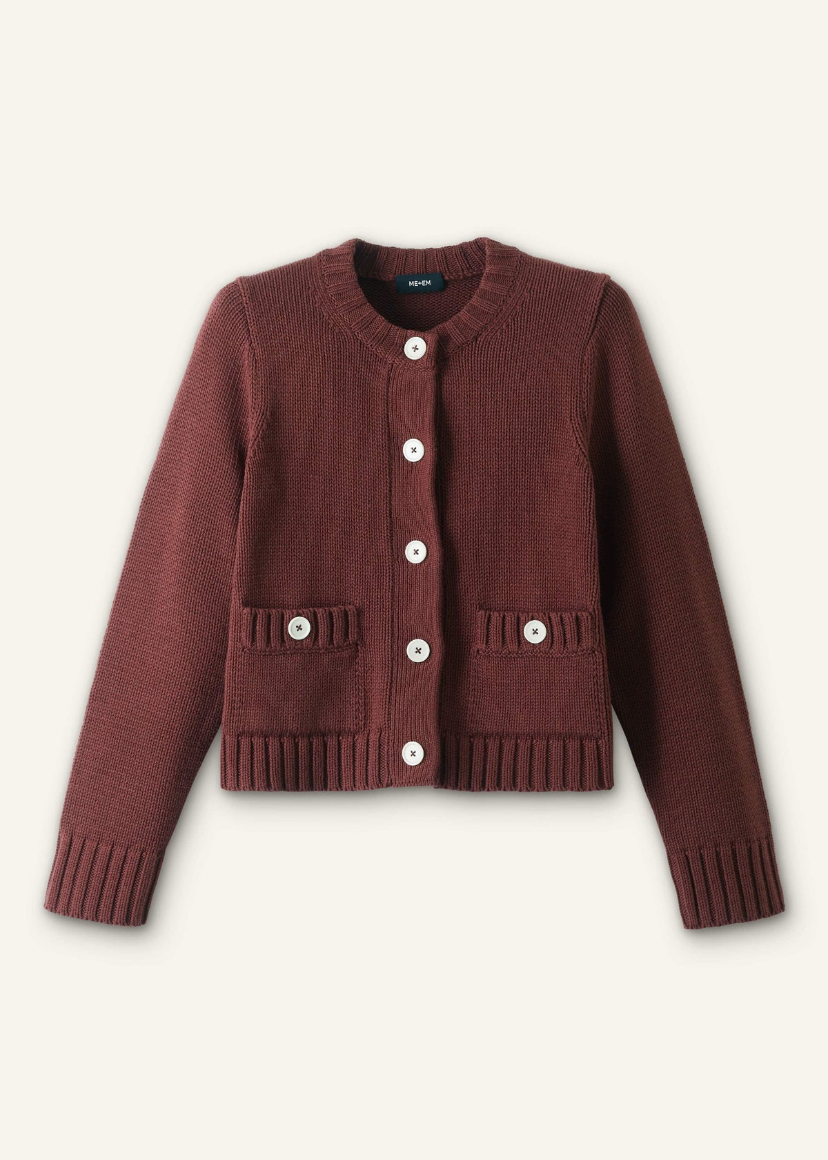 ME+EM Cinnamon Straight Crop Cardigan