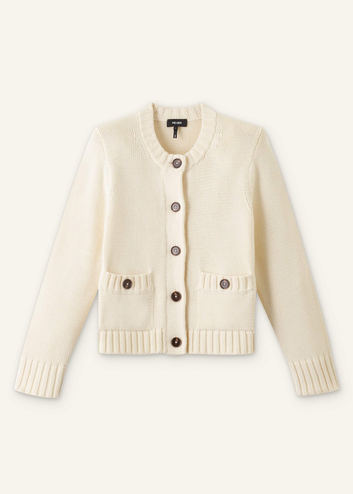 ME+EM Cream Bracelet Sleeve Cropped Cardigan