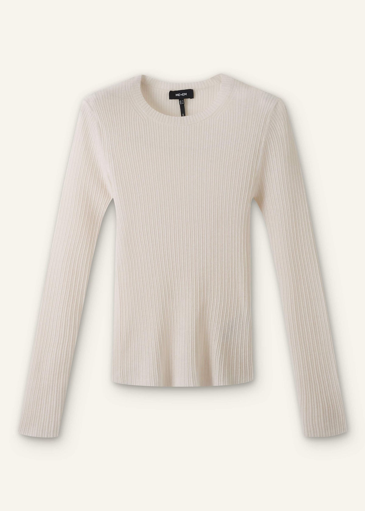 ME+EM Cream Barely There Slim Rib Layering Sweater