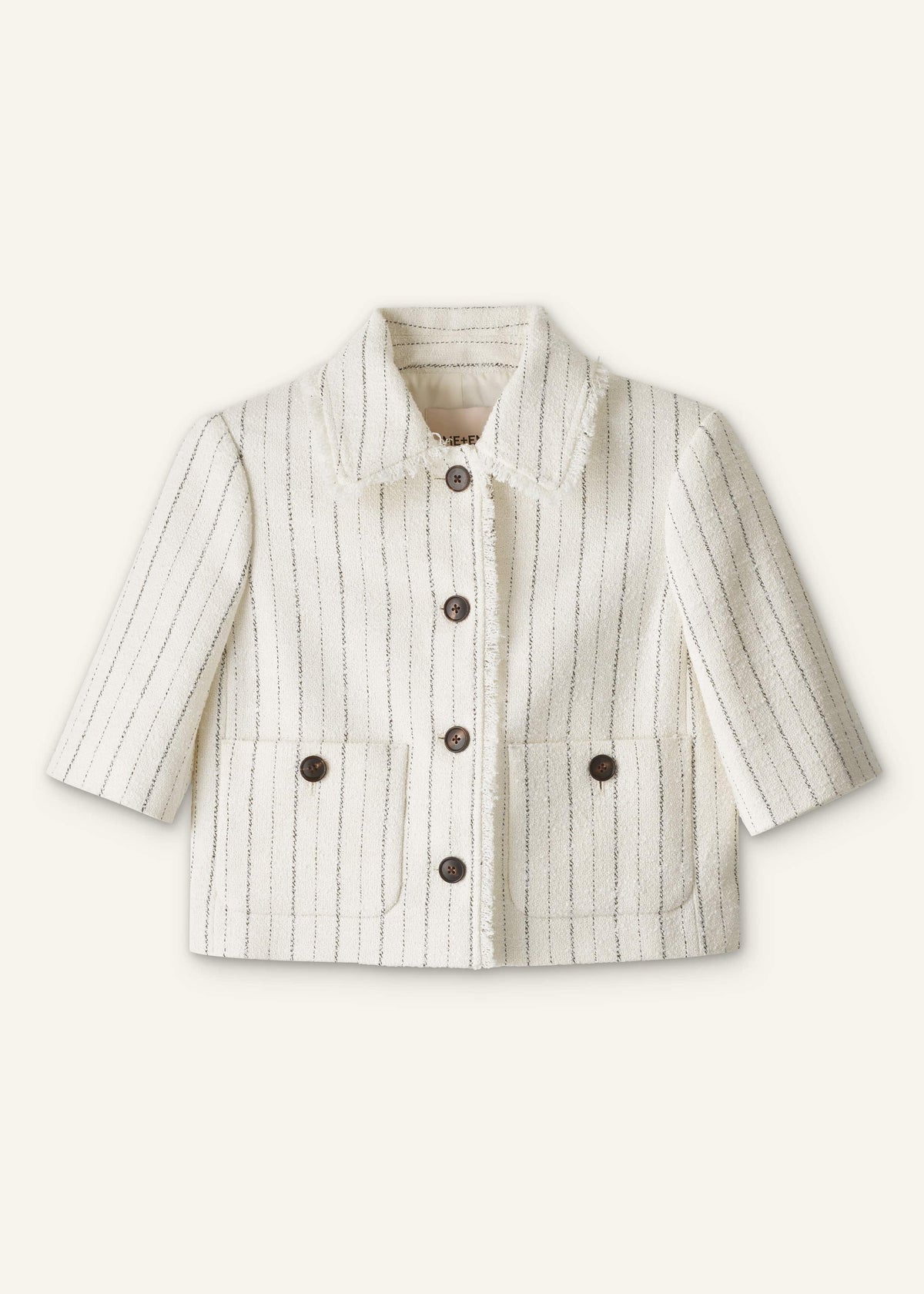 ME+EM Ivory Stripe Crop Jacket
