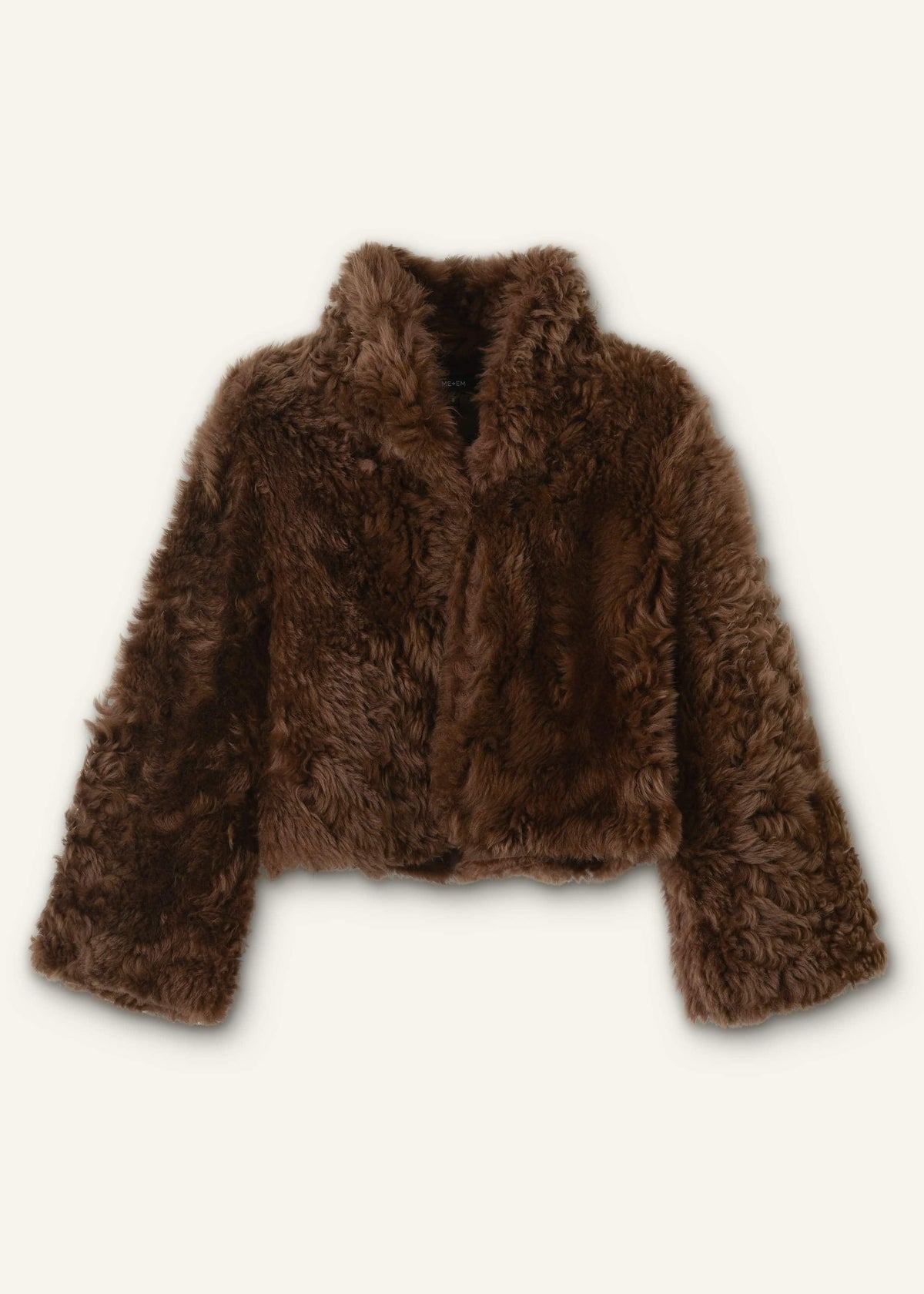 ME+EM Brown Luxe Shearling Evening Crop Jacket