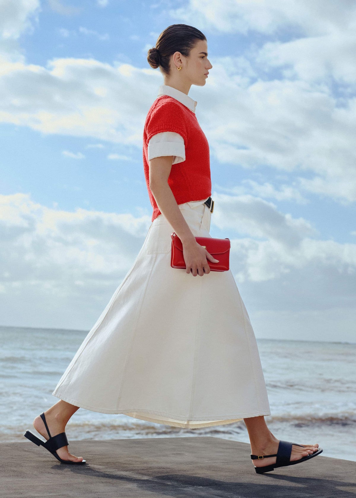 ME+EM White Panelled A-Line Maxi Skirt