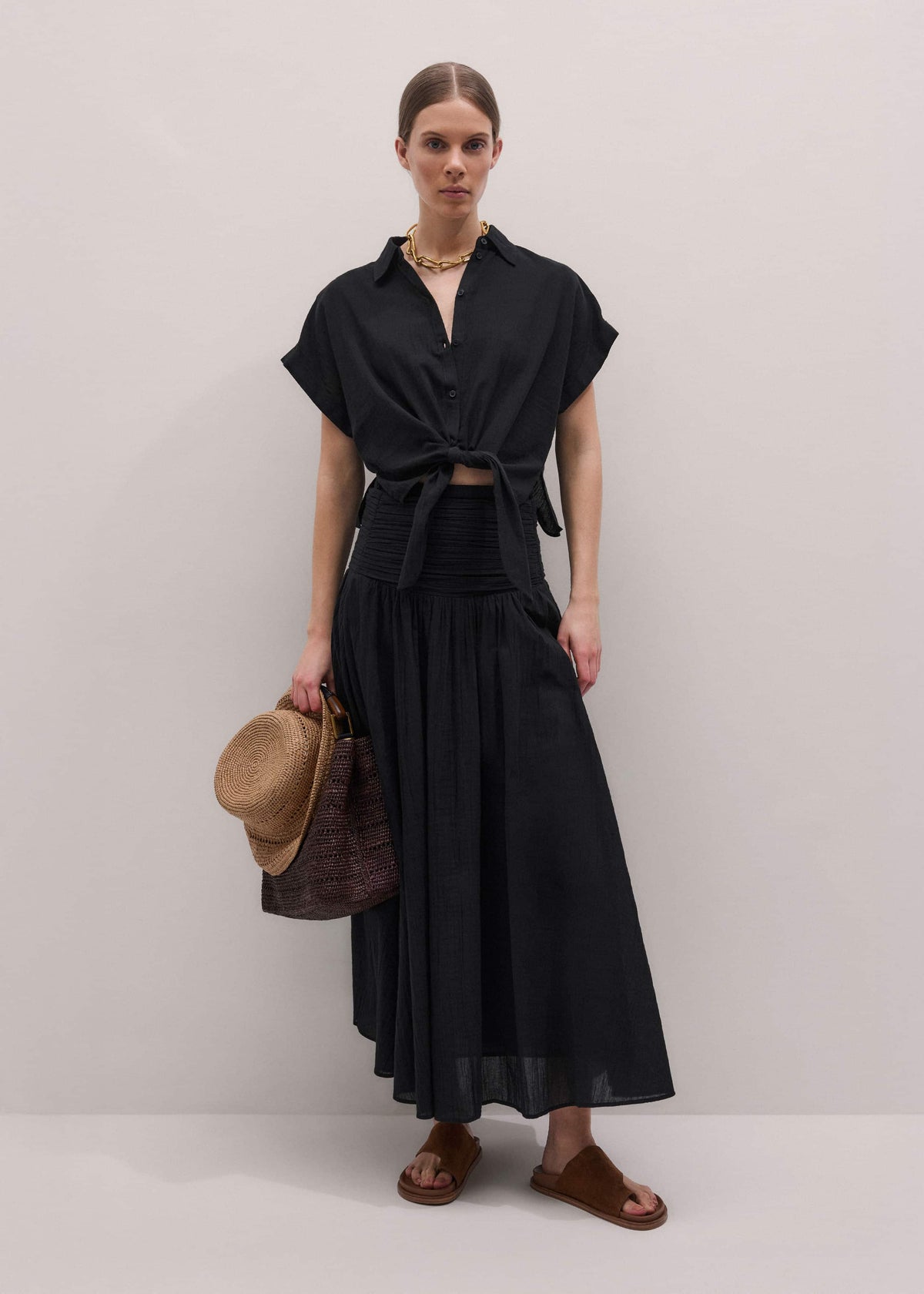 ME+EM Black Beach Shirt Co-ord