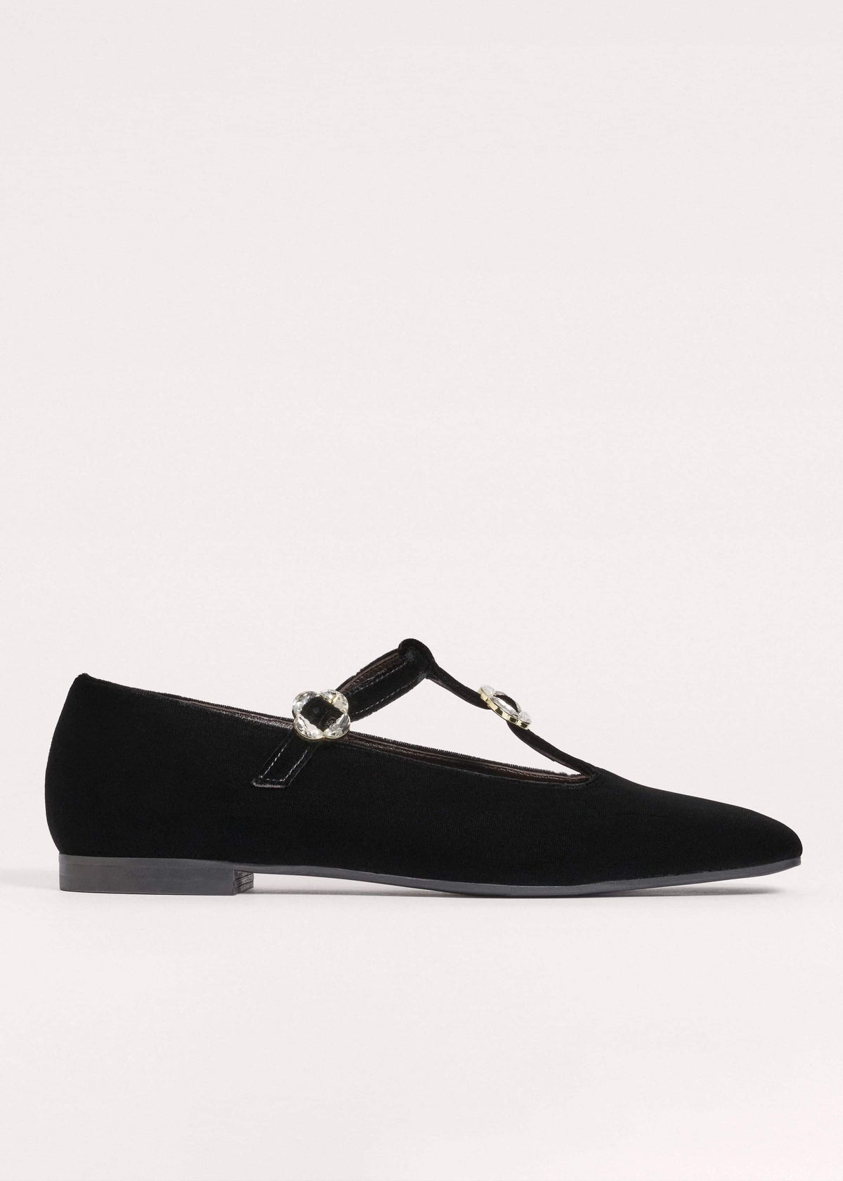 ME+EM Black Square Toe T-Bar Flat