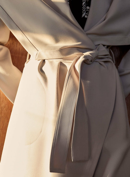 Women Belted Wrap Coat Stone | Melanie Lyne