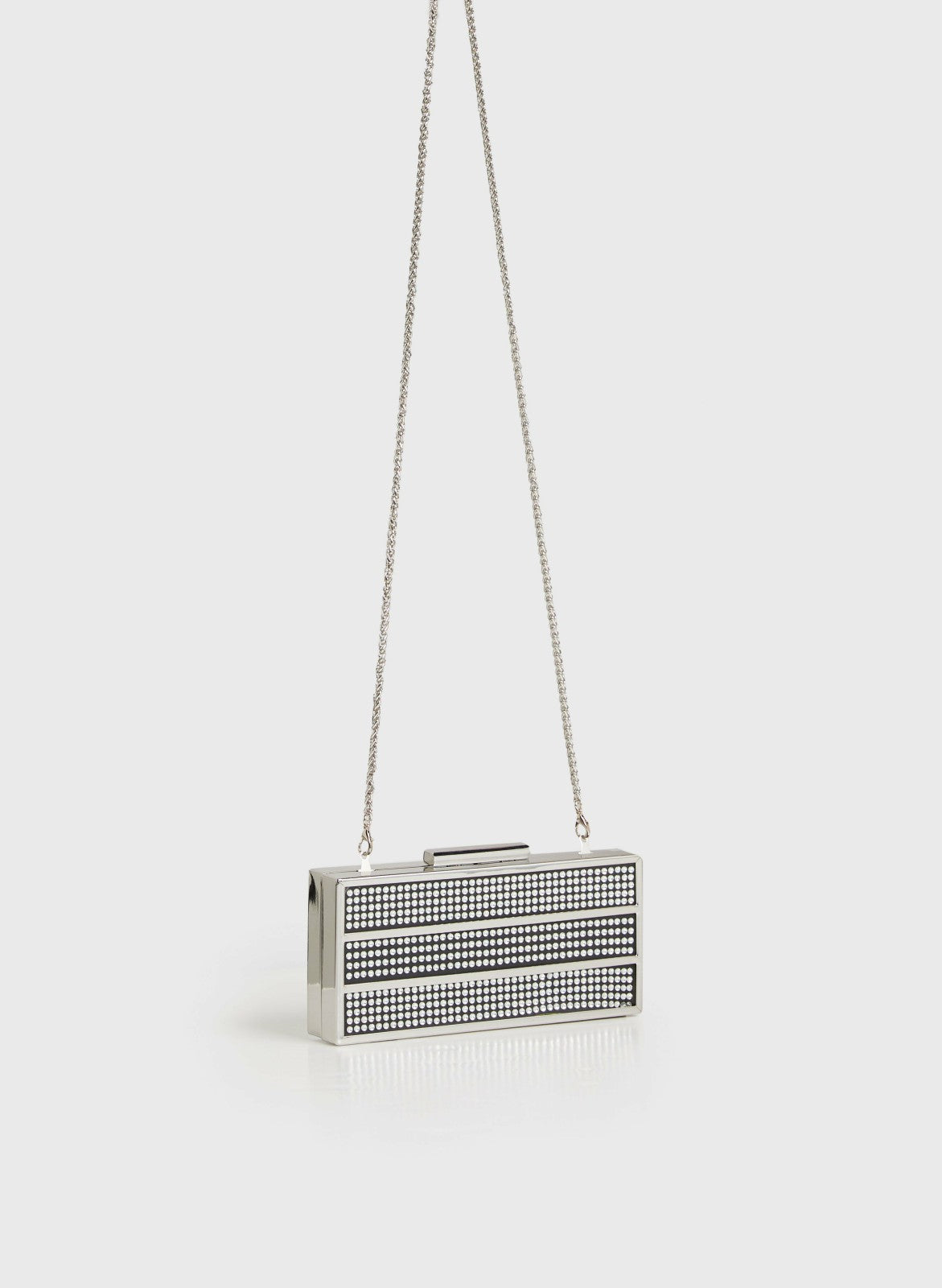 Women Crystal Rectangular Clutch Silver | Melanie Lyne
