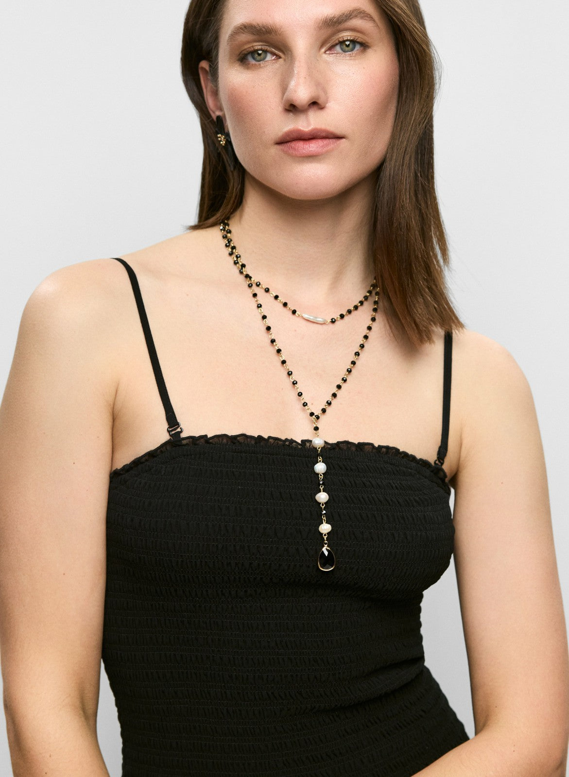 Women Smocked Bodice Ruffle Hem Dress Black | Melanie Lyne