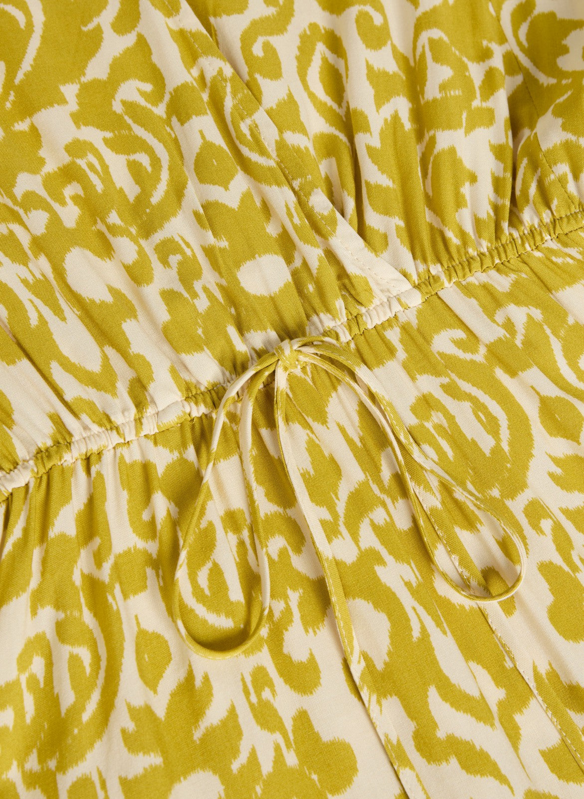 Women Abstract Print Smocked Waist Dress Saffron Yellow | Melanie Lyne