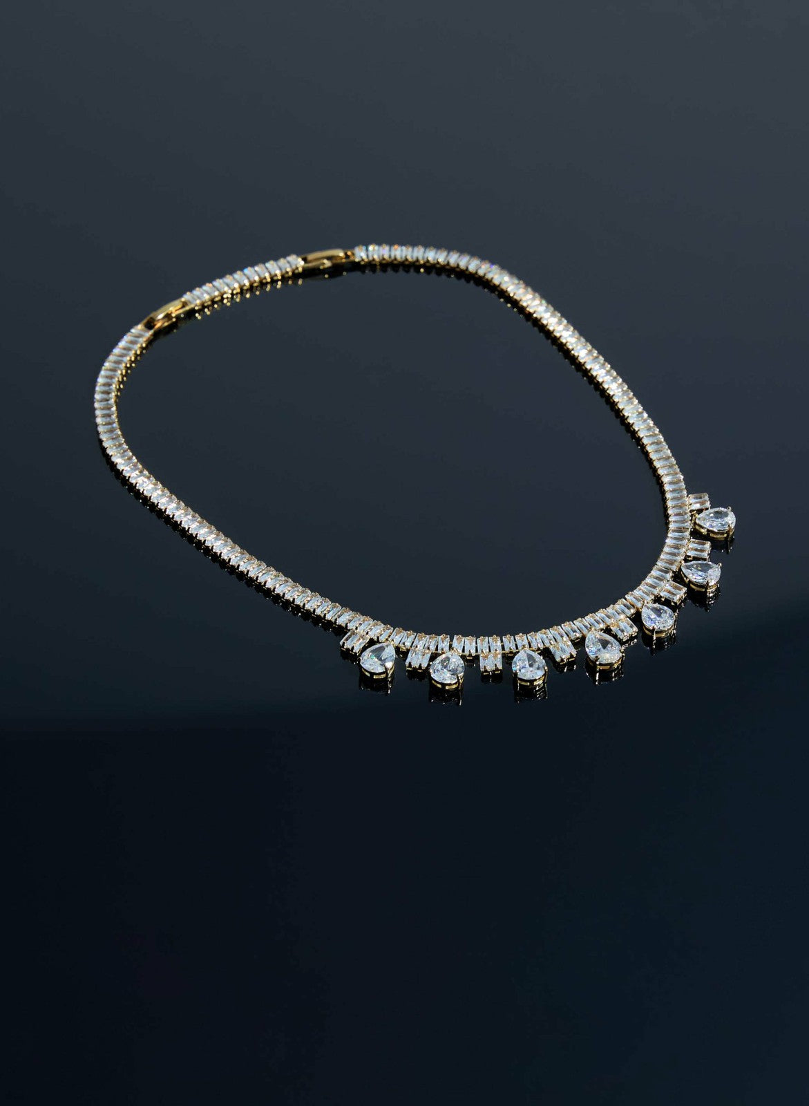 Women Baguette Crystal Pendant Necklace Gold | Melanie Lyne