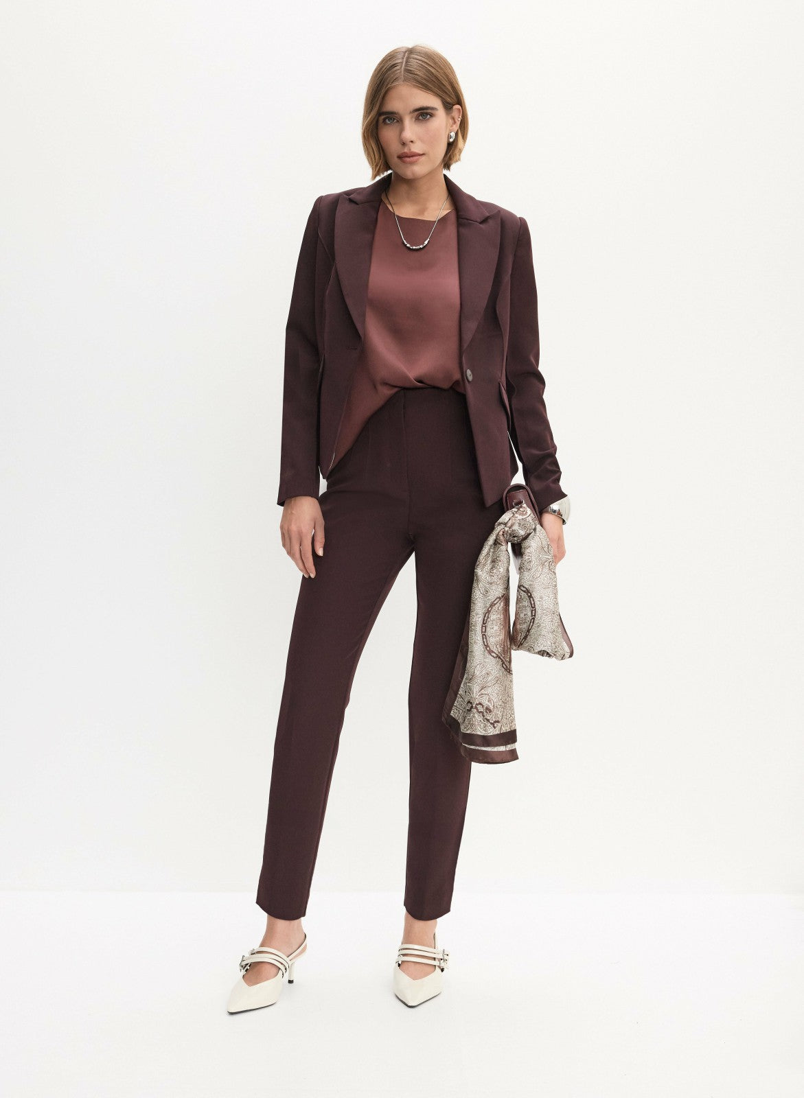 Women Single-Button Blazer Maroon | Melanie Lyne