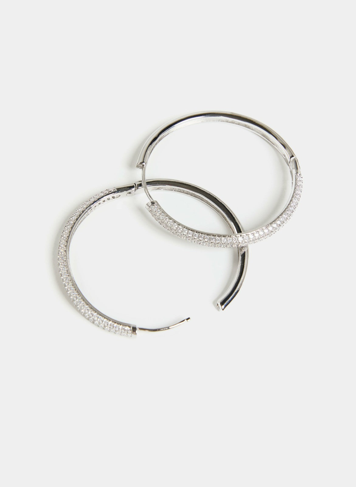 Women Crystal Detail Hoop Earrings Silver | Melanie Lyne